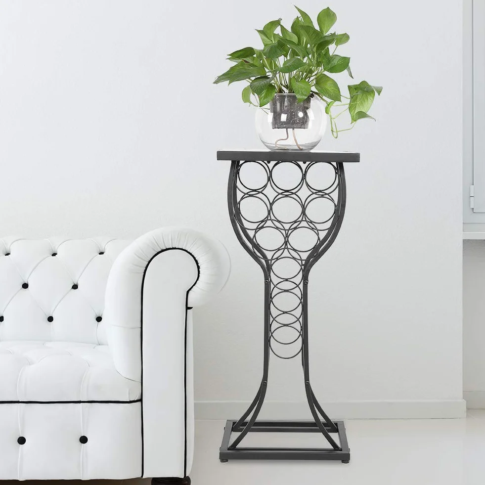Cocoarm Stojak na Wino z Metalu i Marmuru, 11 Butelek, Elegancki Organizer na Napoje