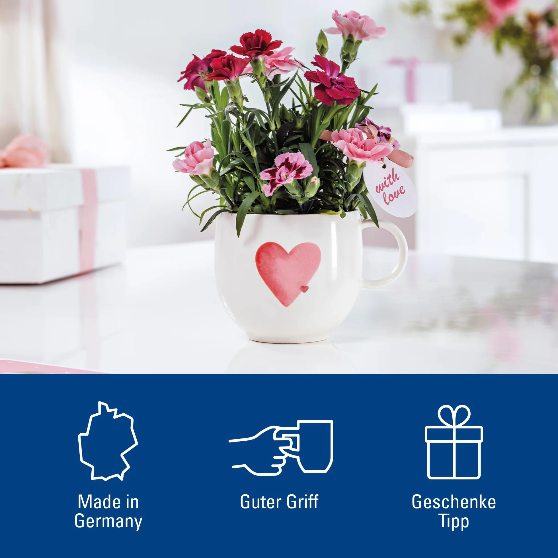 Villeroy & Boch – With Love kubek z uchem Sending Love, porcelana Premium, prezent, filiżanka do kawy, kubek, można myć w zmywarce i używać w kuchence mikrofalowej