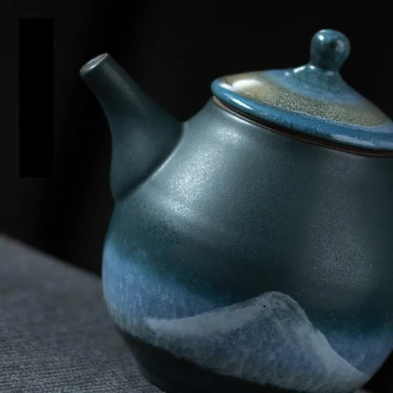 Dzbanek do herbaty chiński atrament porcelanowy czajniczek ręcznie robiony retro mały czajniczek wielofunkcyjny ceramiczny czajniczek luźna herbata liściasta stroma domowy ceramiczny garnek zaparzacz
