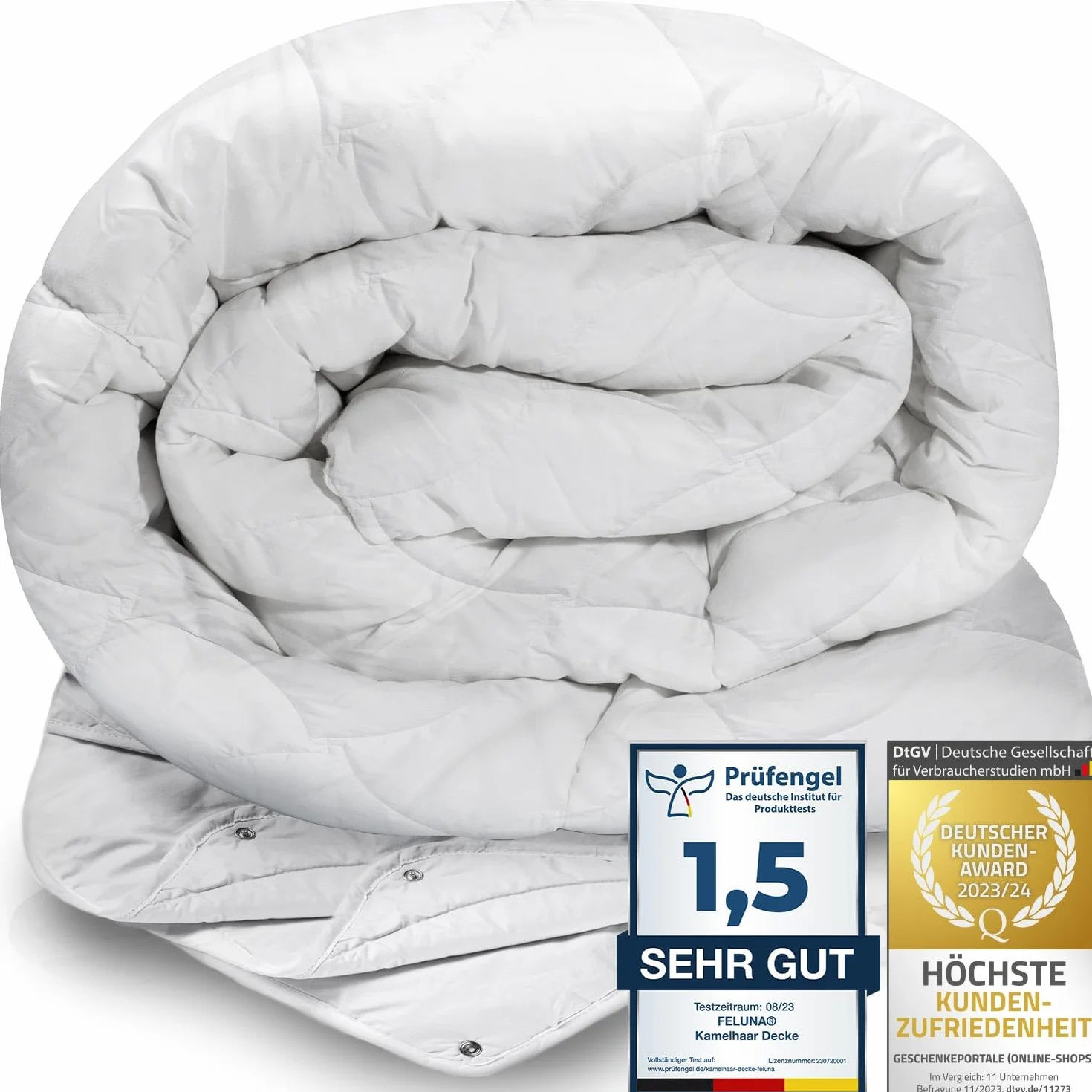 Feluna® Kołdra z Wielbłądziego Włosia 4-Sezonowa, 135x200 cm | Wypełnienie 500 g/m² – oddychająca kołdra całoroczna z certyfikatem Öko-Tex, etyczne pozyskiwanie