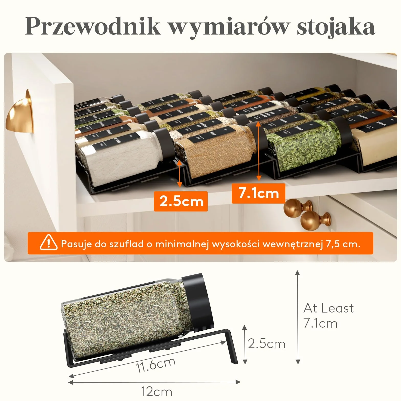 Lifewit Organizer na Przyprawy do Szuflady, 24 Sztuki, Regulowana Modułowa Wkładka Antypoślizgowa do Większości Szuflad, Stojak do Przechowywania w Kuchni, Czarny