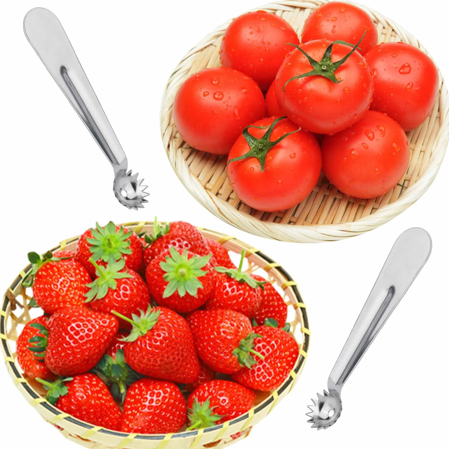 12szt Srebrnych Narzędzi do Wydrążania Pomidorów, Stal Nierdzewna Wydrążania Pomidorów i Obierania Truskawek Narzędzie Kuchenne do Wydrążanias Owoców i Warzyw