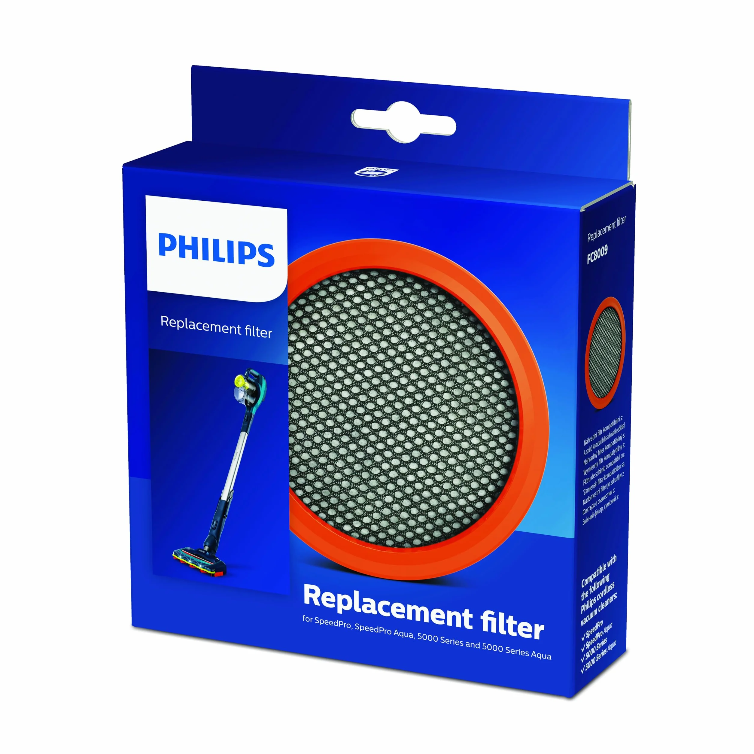 Philips Filtr do Odkurzacza SpeedPro, SpeedPro Aqua Seria 5000, Zmywalny Filtr Piankowy do Odkurzacza Bezprzewodowego, Wymienny Filtr do Modeli FC6721–FC6729 (FC8009/01)