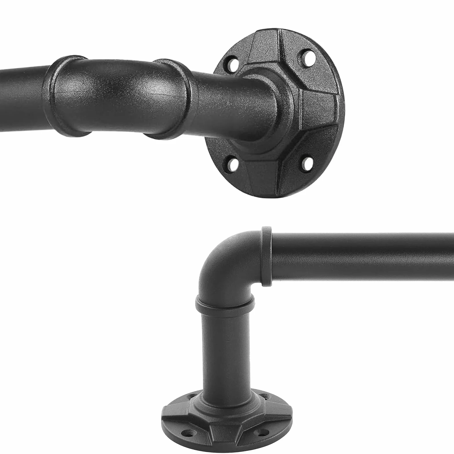 Drążek do zasłon w stylu industrialnym, regulowany, do drążków okiennych, montażu na ścianie lub suficie, wszechstronne zastosowanie (88-180 cm), x 2 sztuki