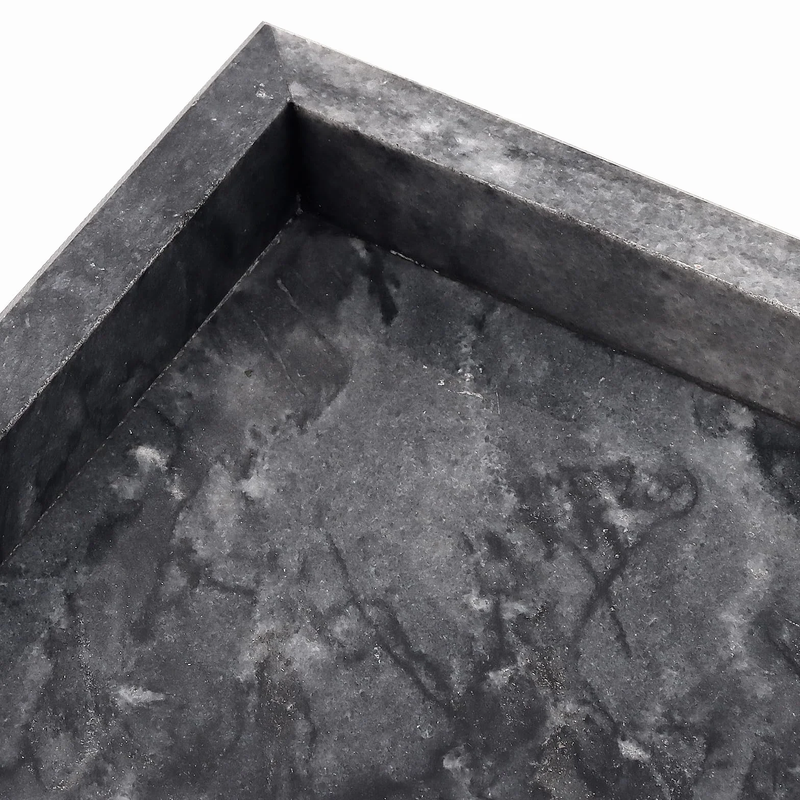 marmurowa taca szara, prostokątna, 30 x 20 x 3 cm, duża taca kosmetyczna, marmur, dekoracyjna taca z naturalnego marmuru do łazienki, świece, z antypoślizgowymi nóżkami