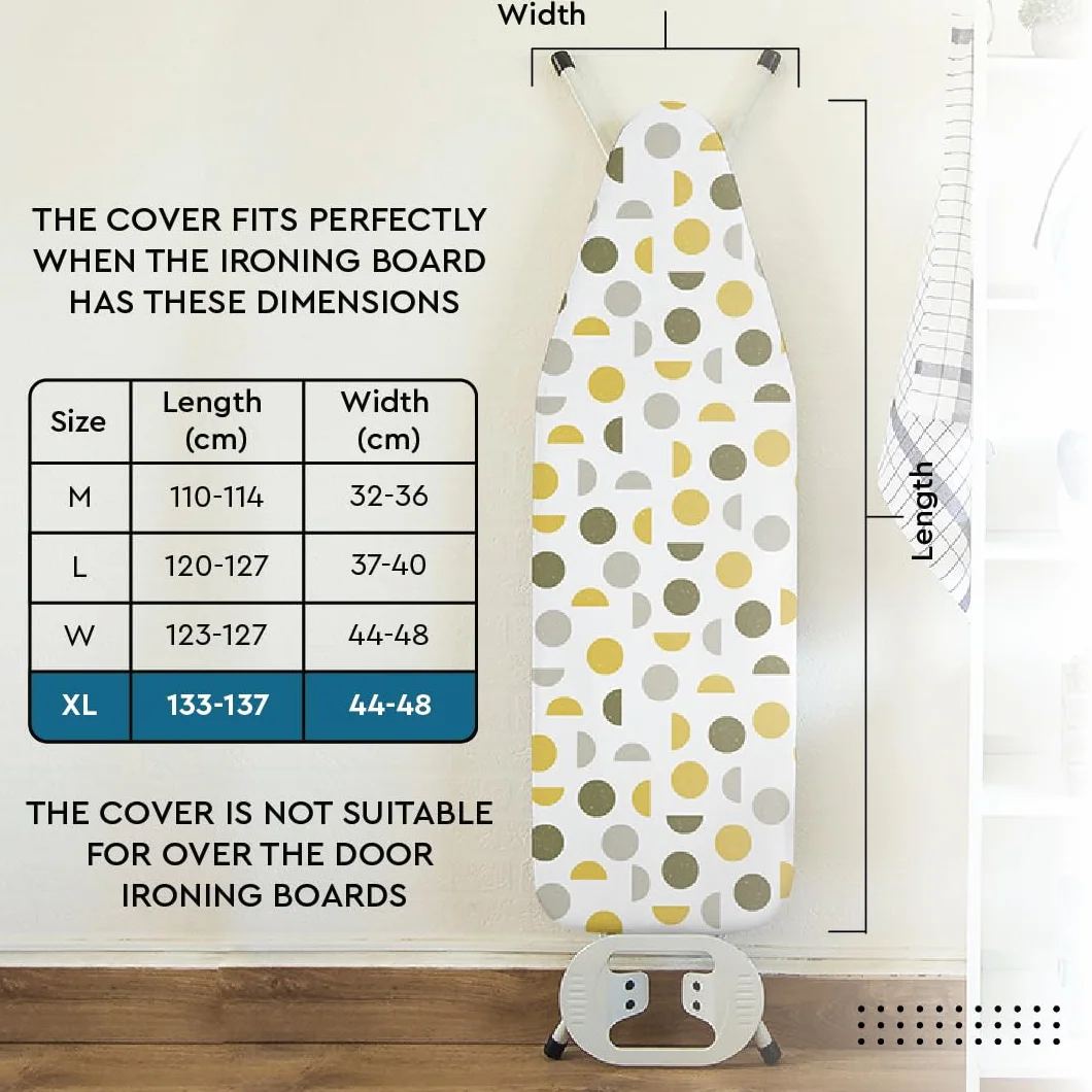 Encasa Homes Zapasowy pokrowiec na deskę do prasowania 135 x 45 cm, z wyściółką filcową 3 mm, odbijający ciepło