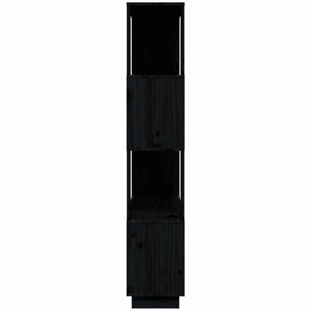 Regał na książki/ścianka działowa czarny regał biurowy regał do przechowywania do hotelu 80 x 25 x 132 cm lite drewno sosnowe