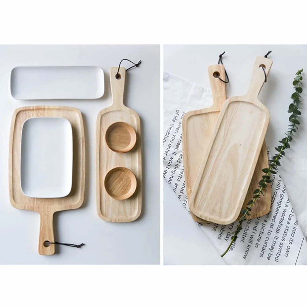 Deska do krojenia Drewniana deska do krojenia z uchwytem Deska do krojenia i serwowania Długa półmisek na wędliny Deska do pizzy i sera do chleba do kuchni Akcesoria kuch,Large Wood Color