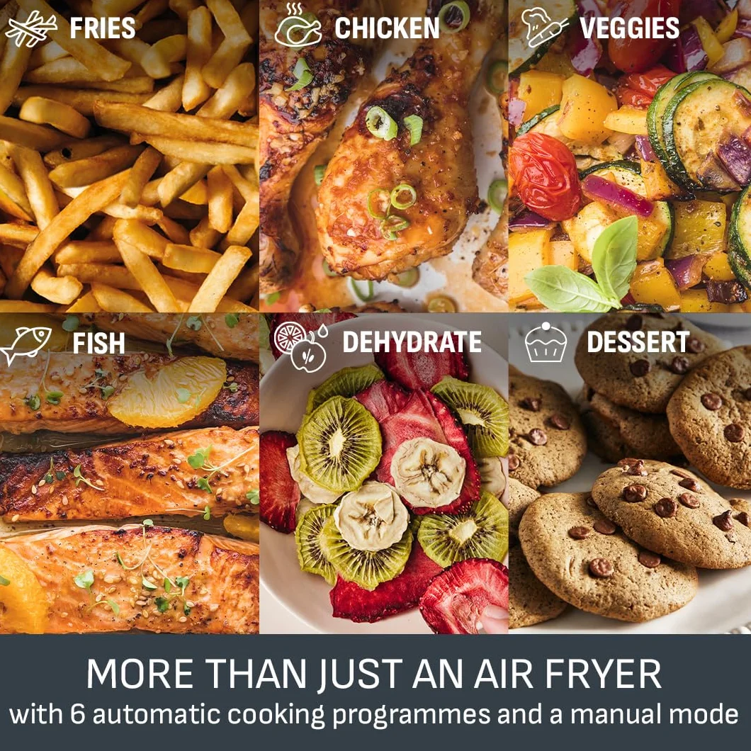 Tefal Easy Fry 2-strefowa cyfrowa frytkownica powietrzna, 2 szuflady, 8,3 l, 8 w 1, smażenie na powietrzu, bardzo chrupiące, grillowanie, pieczenie, podgrzewanie, odwadnianie, 6 porcji