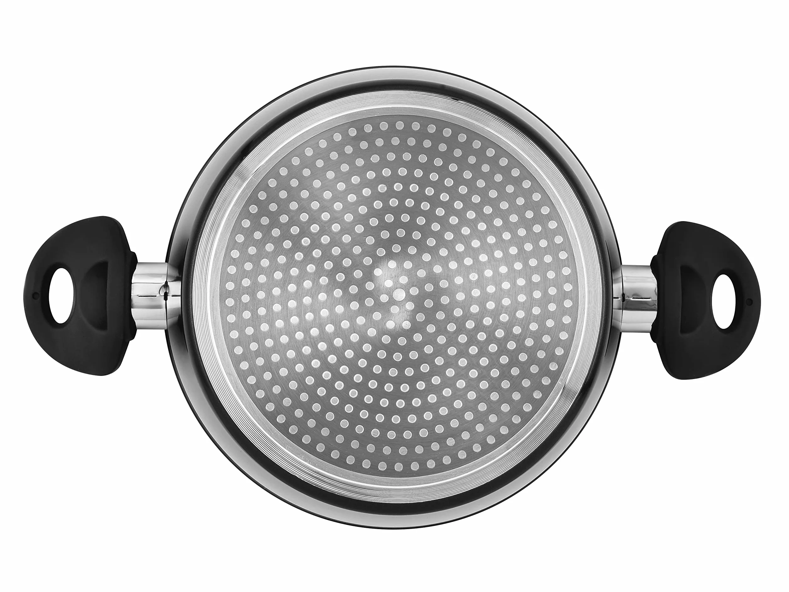 Venga! Kochtopf mit 24 cm Durchmesser, 4,1 l Fassungsvermögen, Antihaftbeschichtung, spülmaschinenfest, Turbo-Induktionsboden, ergonomische Soft-Touch-Griffe, schwarz/silber, VG POT 3001