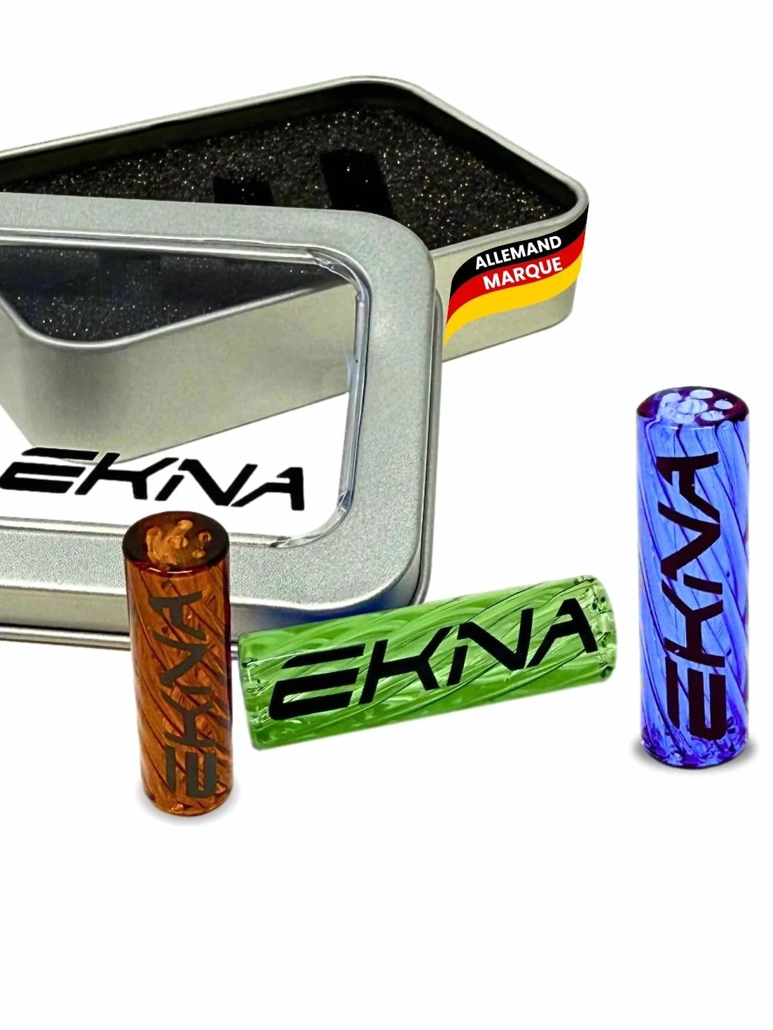 EKNA Zestaw 3 sztuk Spiraltip - Innowacyjne obrotowe filtry ze szkła borokrzemowego - Szklana końcówka filtra - Akcesoria do fajki do palenia do intensywniejszego smaku (zestaw 3 sztuk)