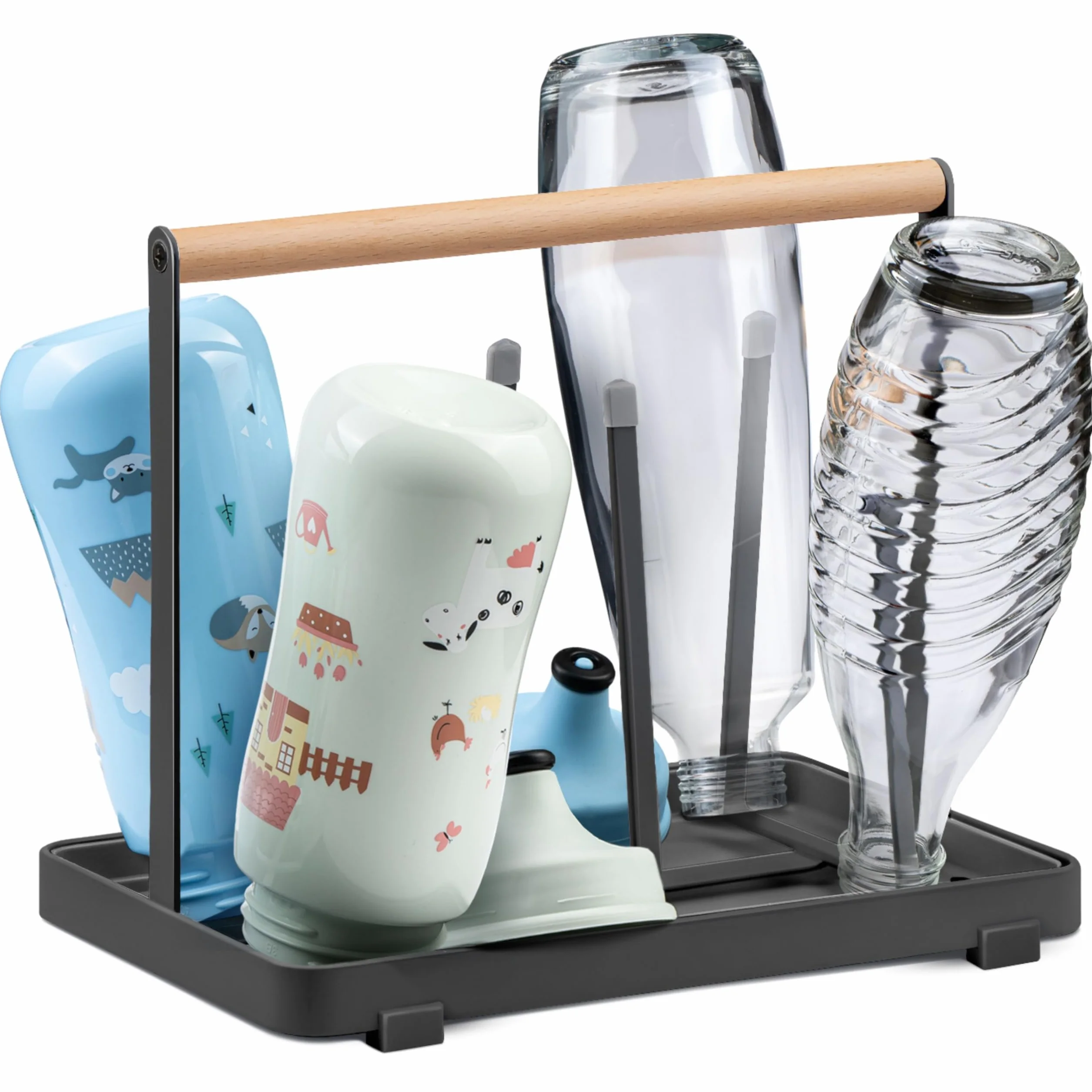 D&D Living Uchwyt na butelkę "wszystko w jednym" do SodaStream - ociekacz do butelek wszelkiego rodzaju: Duo, Crystal, Easy, Butelki do picia i dla niemowląt - Uniwersalny stojak do suszenia (metal