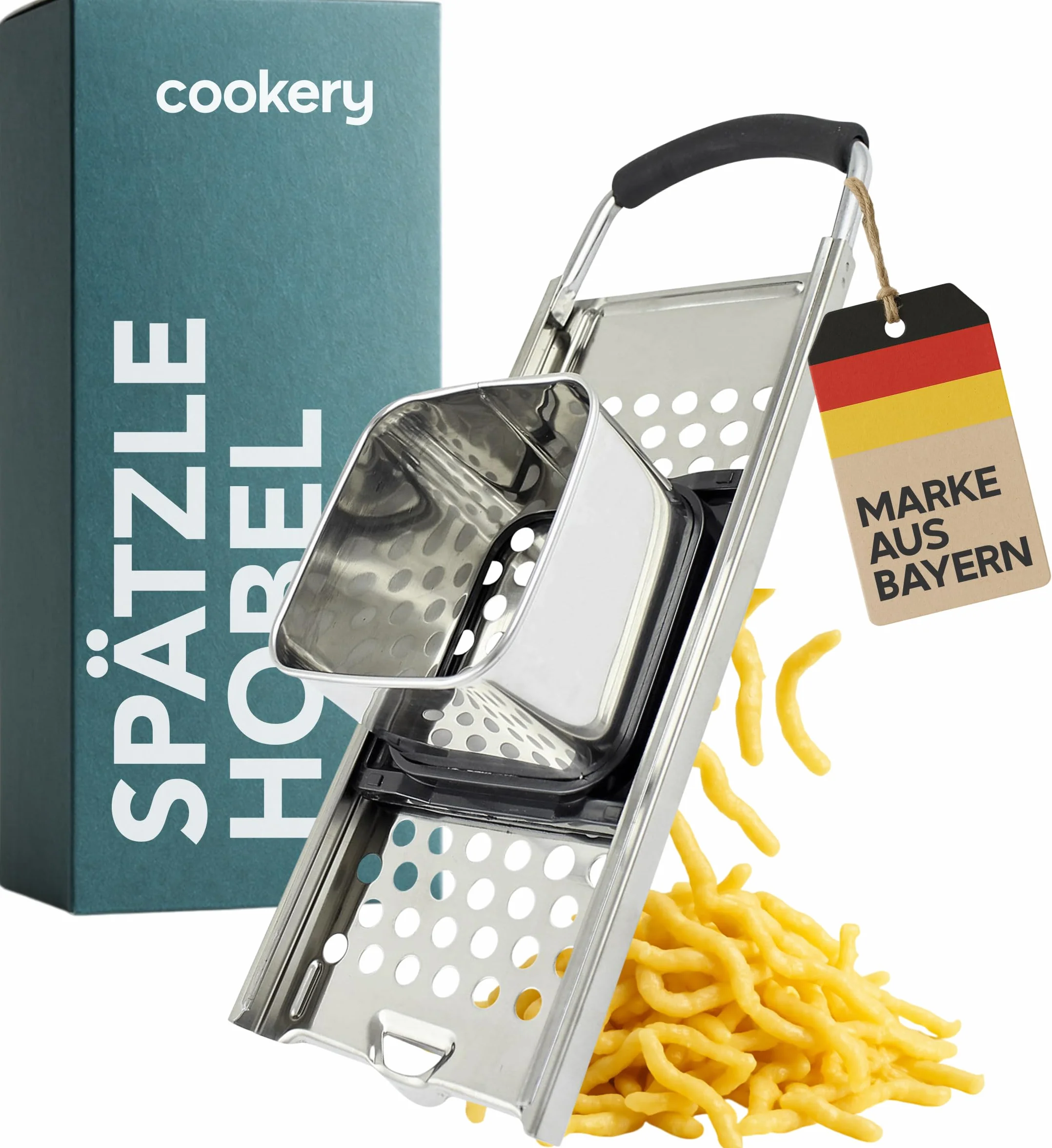 Cookery Strug do szpecli, tarka do szpecli, prasa do szpecli, ze stali nierdzewnej, do wszystkich garnków i długich, grubych szpecli, sito szpecli, deska do szpecli, tarka