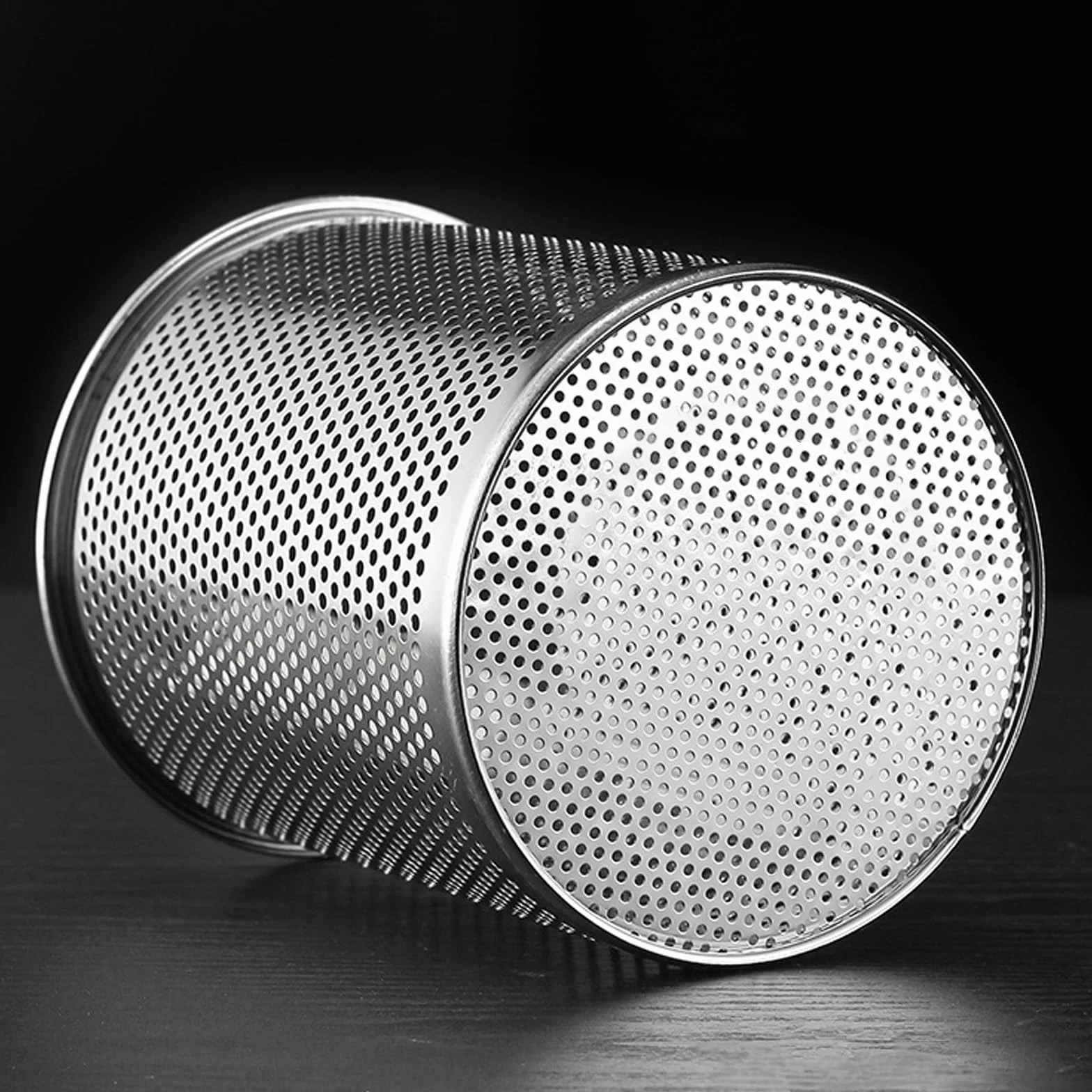 2 Szt. Kosz do Makaronu z Mikroperforacją, Sito do Ramen ze Stali Nierdzewnej, 14cm+12cm Sito do Gotowania z Drewnianą Rączką do Makaronu, Warzyw, Klusek, Żywności
