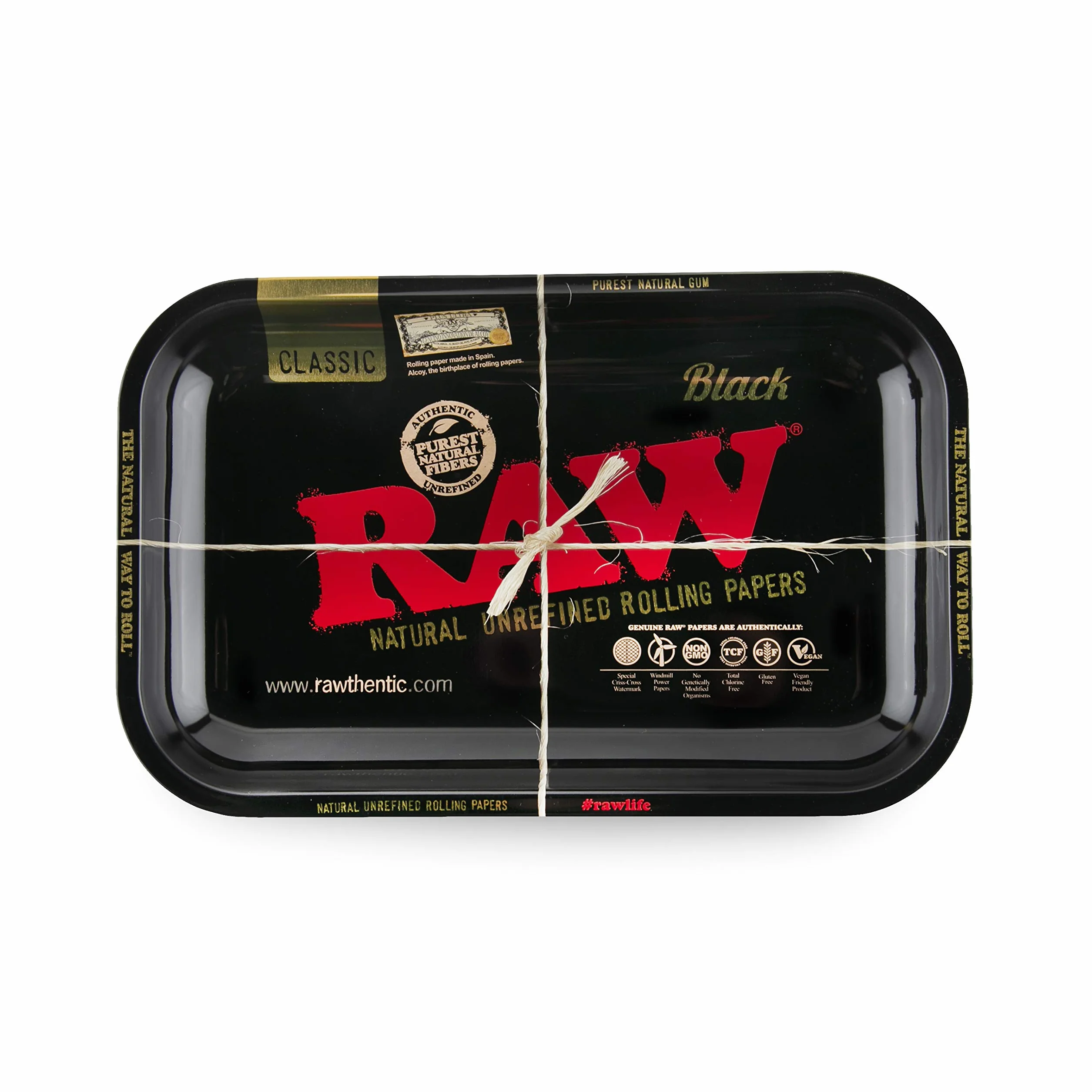 RAW Papier w rolce - metalowa taca do zwijania - czarny design - (mała)