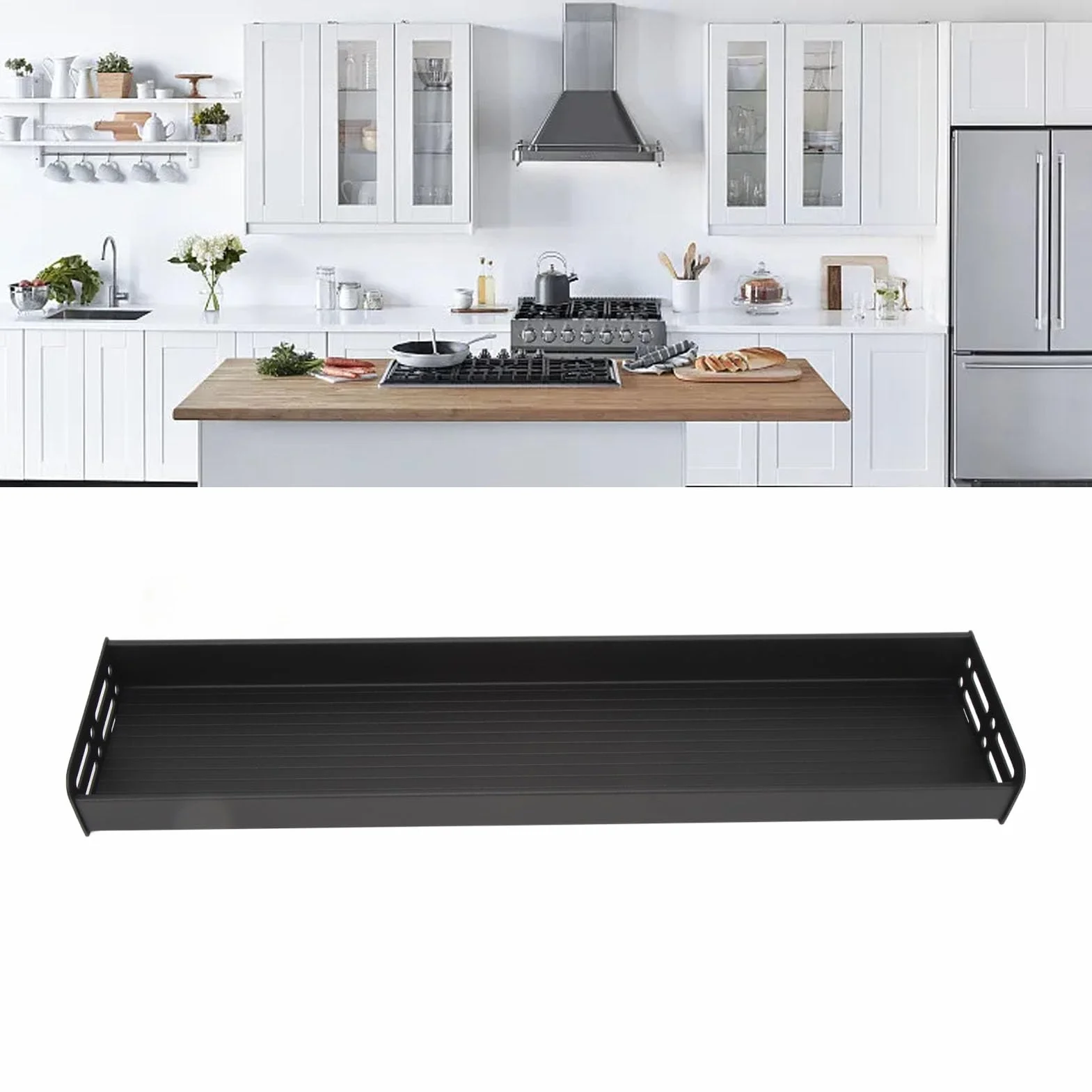 Naścienny stojak na przyprawy kuchenne, zdejmowany, oszczędzający miejsce, wiszący organizer do przypraw do kuchni, łazienki, aluminium 60 cm (Czarny)
