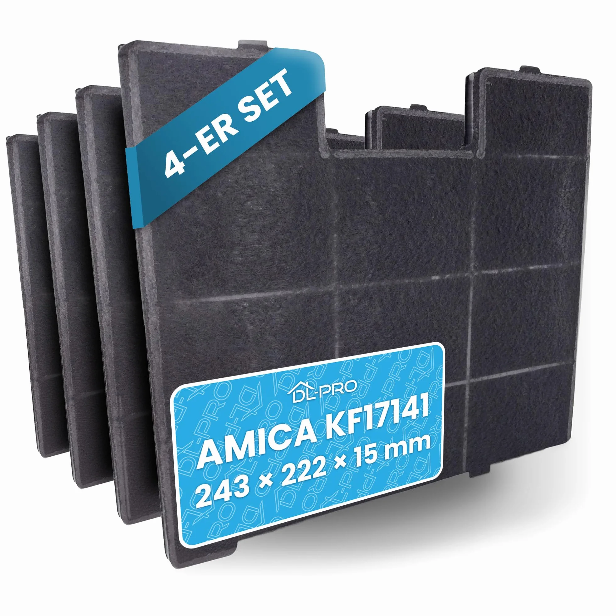 4 x filtr z węglem aktywnym DL-pro 228 x 202 mm do Amica KF17141 KF 17141 filtr do okapu kuchennego