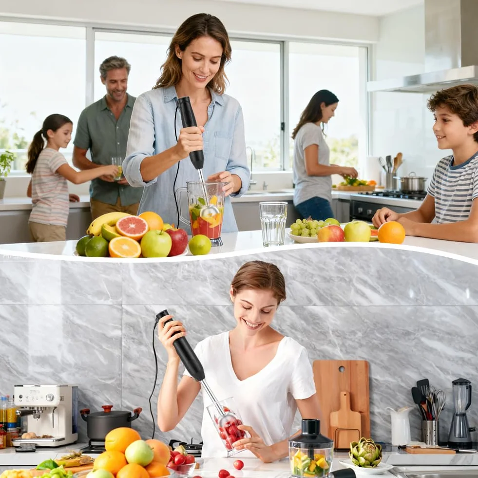 AXFEE Blender Ręczny, 400 W, Ze Stali Nierdzewnej, Elektryczny Blender Do Purierowania, Do Kuchni, Dla Niemowląt, Sałatek, Sosów, Puree