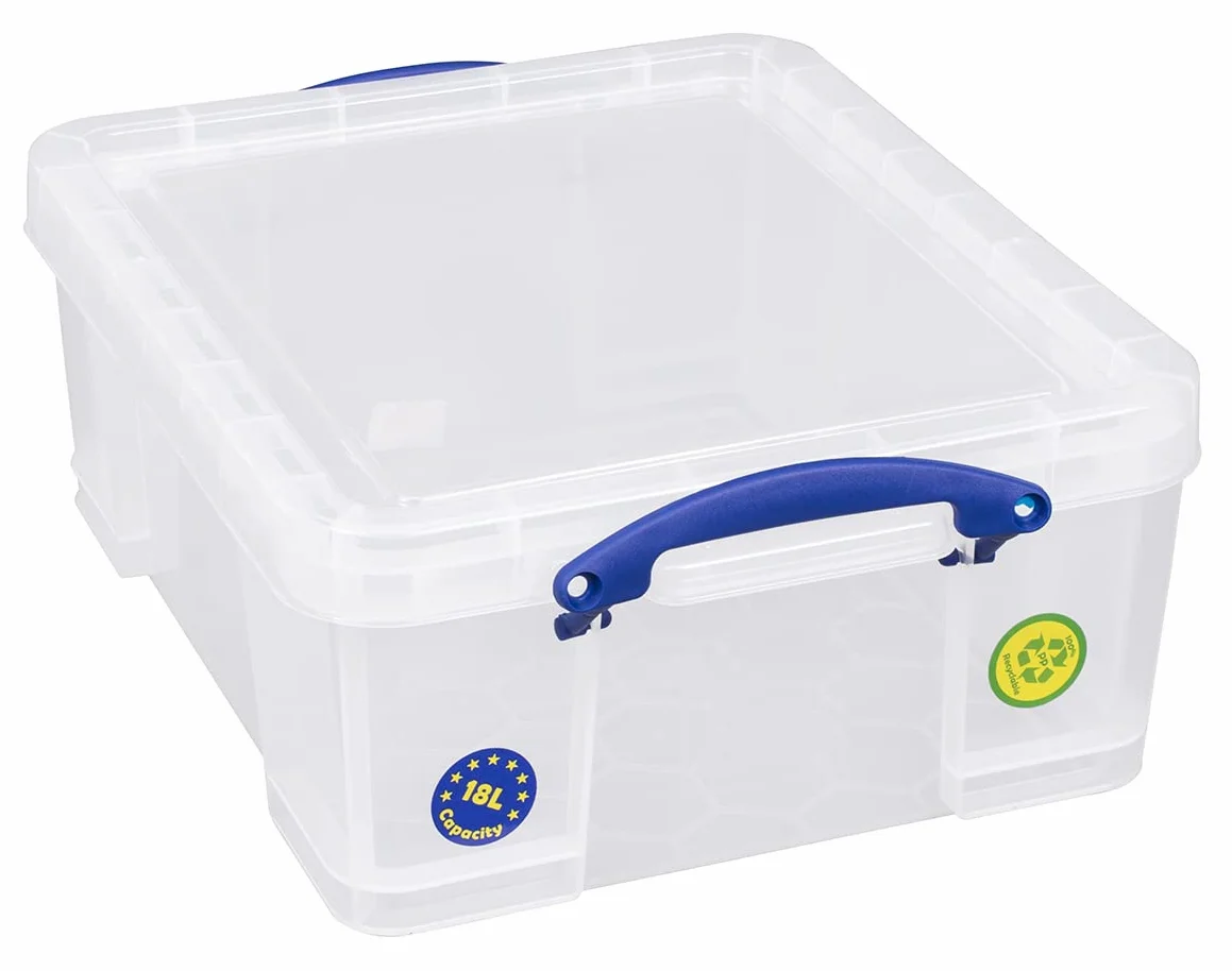 Naprawdę przydatne plastikowe pudełko do przechowywania, 18 l, przezroczyste (opakowanie 3 szt.)