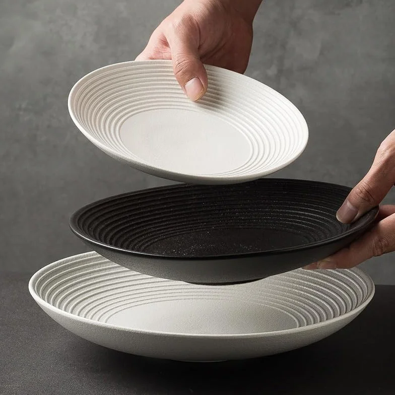 Talerz obiadowy talerze okrągły księżyc głęboki talerz ceramiczna przystawka makaron domowa sałatka duża miska do zupy restauracja zastawa stołowa zachodnie jedzenie kuchnia talerz obiadowy można