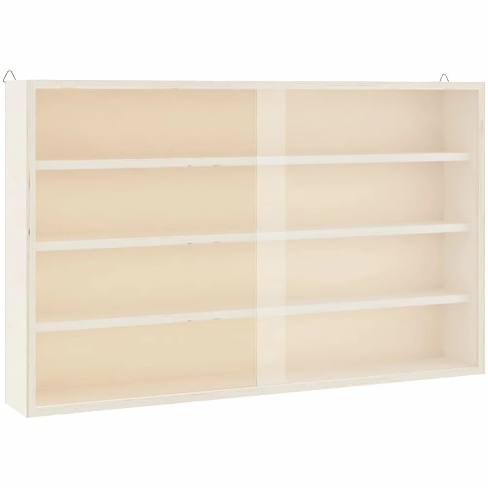 Witryna kolekcjonerska z drewna z drzwiami, regał ścienny, regał wiszący, regał wiszący z 4 półkami i drzwiami PET 60 x 8,5 x 37 cm, do przechowywania, dekoracja w salonie, sypialni i biurze