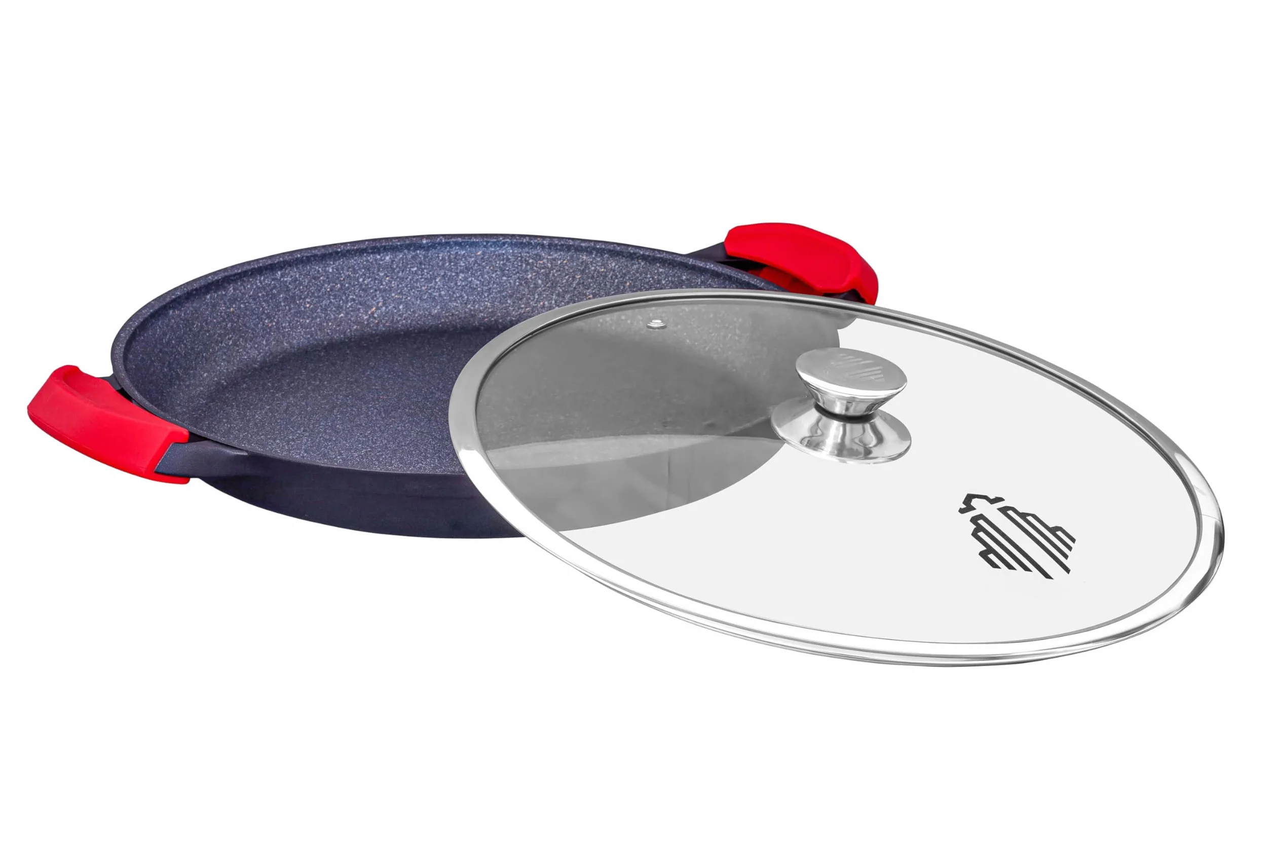 Profesjonalna patelnia Paella z pokrywką ultra nieprzywierająca solidna jakość bez POAF czarna 36 cm | Indukcyjny gaz elektryczny grill piekarnik ceramiczny nadaje się do mycia w zmywarce (36 cm)