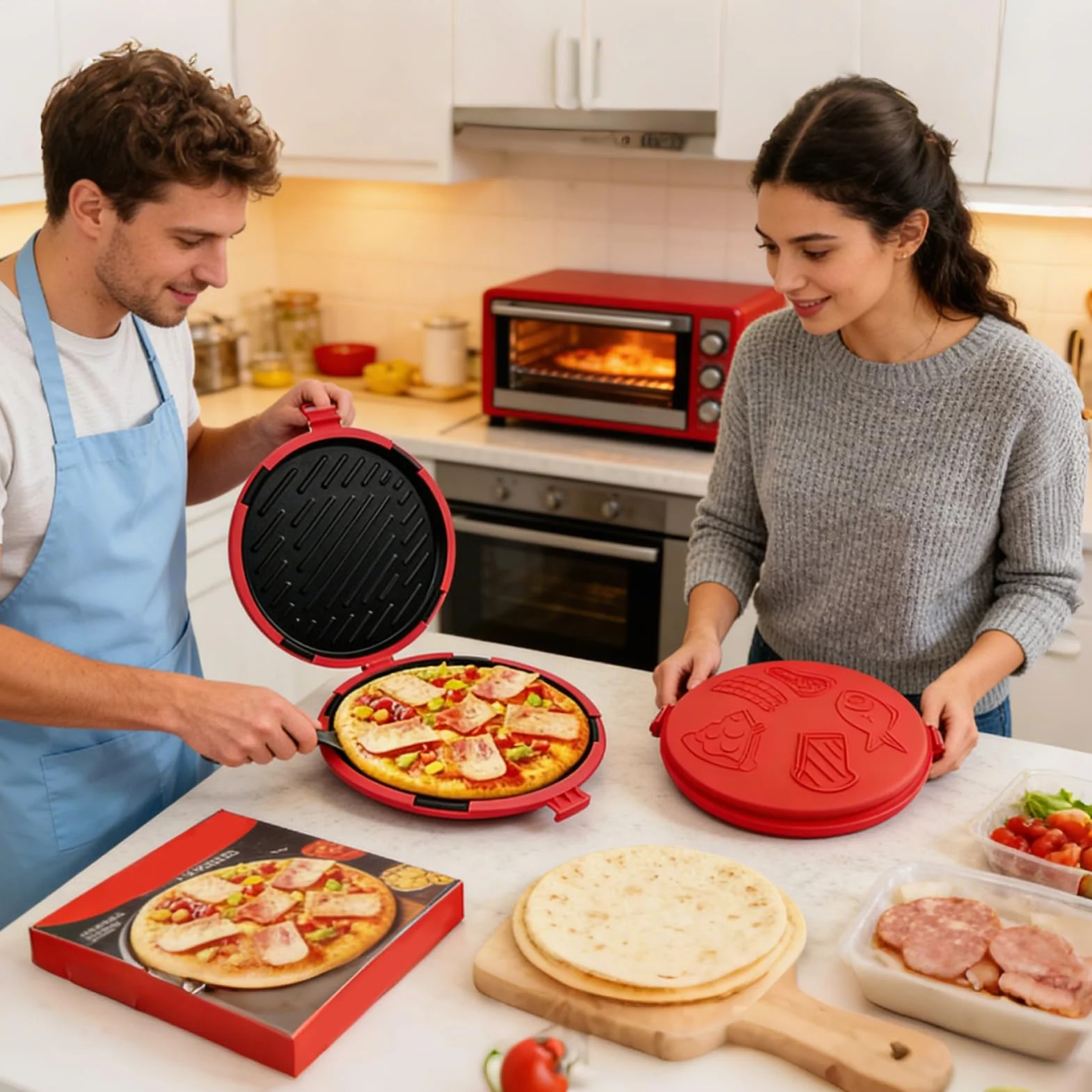 Patelnia do grillowania w kuchence mikrofalowej, taca do pizzy z szybkim nagrzewaniem, kompaktowa, łatwa w użyciu, akcesoria do pieczenia naleśników, gadżet kuchenny w praktycznym , narzędzie do