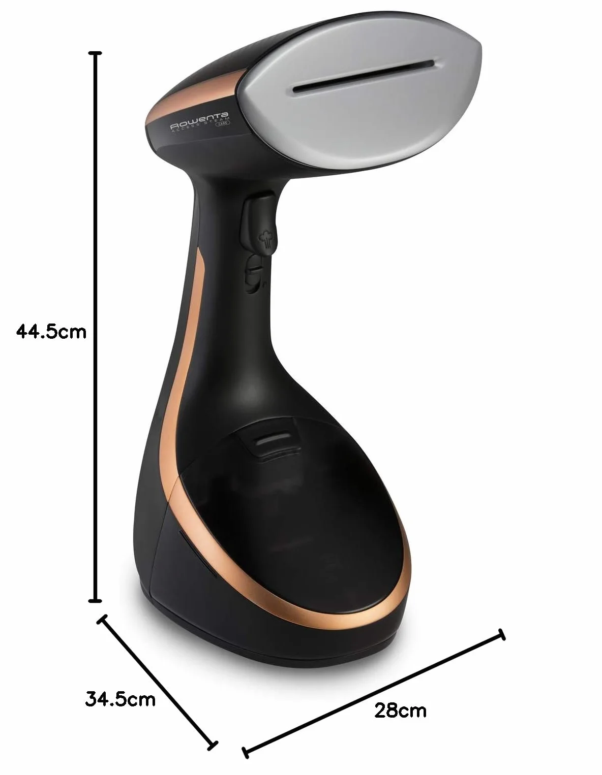 Rowenta DR9100D1 Access Steam Care szczotka parowa, 1600 W, zbiornik 200 ml, usuwa zmarszczki, zapachy i dezynfekcję, ogrzewanie 40 sekund, akcesoria do cienkiej i grubej odzieży, pionowa deska