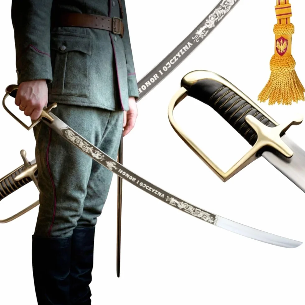 Rekwizyt Historyczny ze Stali bez Pochwy Honor i Ojczyzna 93 cm plus Chwost