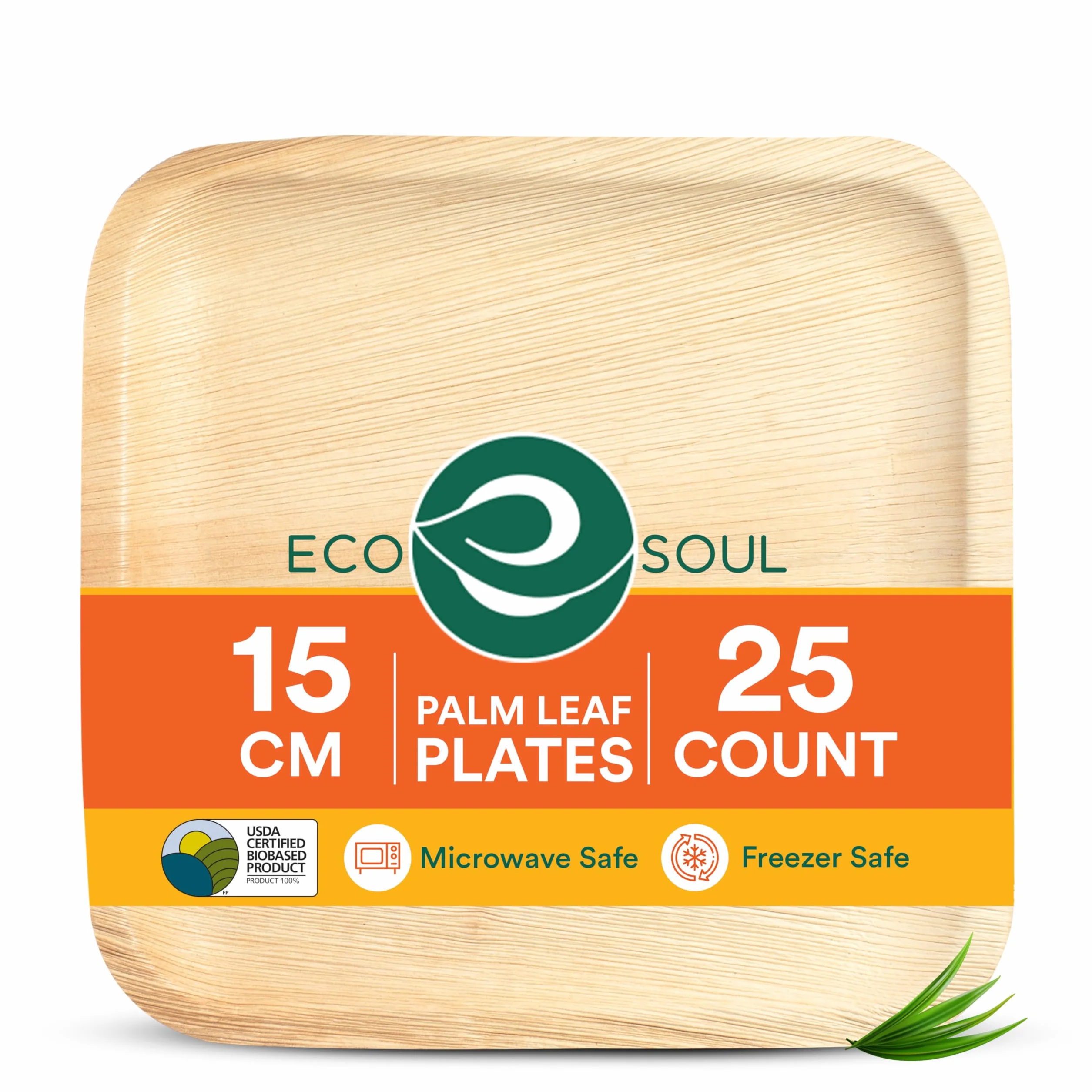 ECO SOUL 100% biodegradowalne, jednorazowe talerze z liści palmowych, wytrzymałe, nadają się do kuchenki mikrofalowej i piekarnika, na imprezę, wesele, imprezę, imprezę, imprezę, imprezę, imprezę,