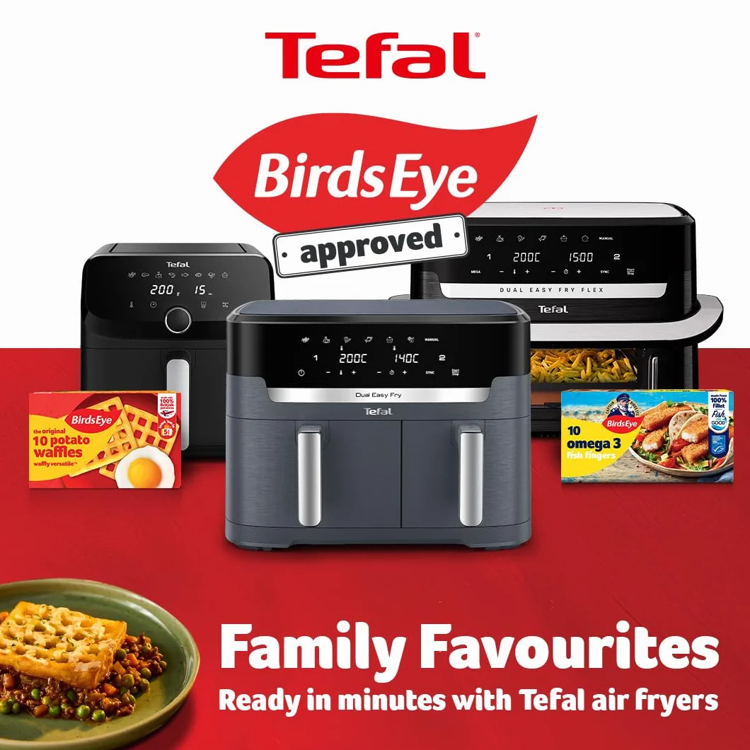 Tefal Easy Fry 2-strefowa cyfrowa frytkownica powietrzna, 2 szuflady, 8,3 l, 8 w 1, smażenie na powietrzu, bardzo chrupiące, grillowanie, pieczenie, podgrzewanie, odwadnianie, 6 porcji