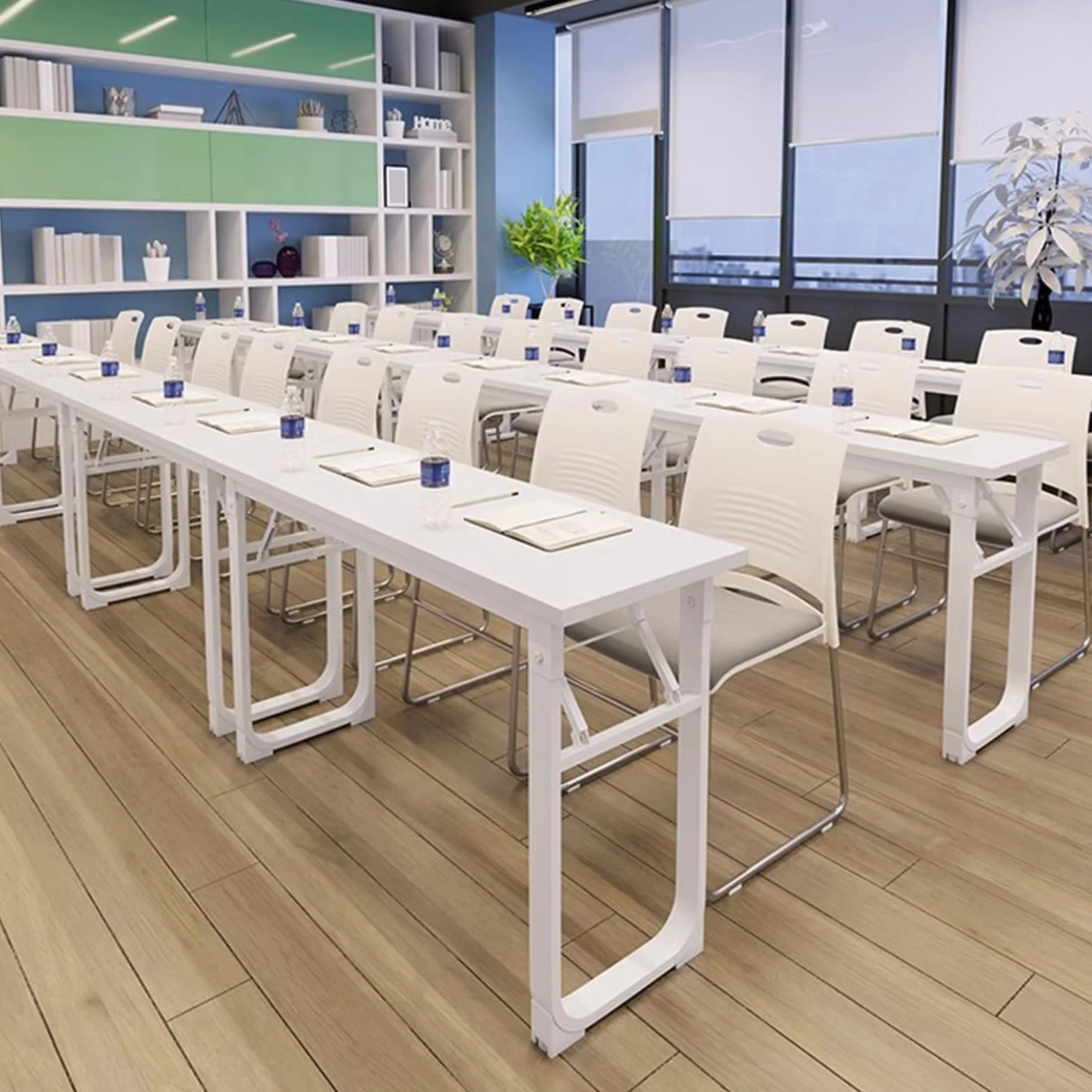 Oszczędność miejsca składany stół konferencyjny nowoczesne biurko komputerowe do nauki pracy i gier w sypialni/salonie nie wymaga montażu (beżowe 180 x 40 cm x 76 cm)