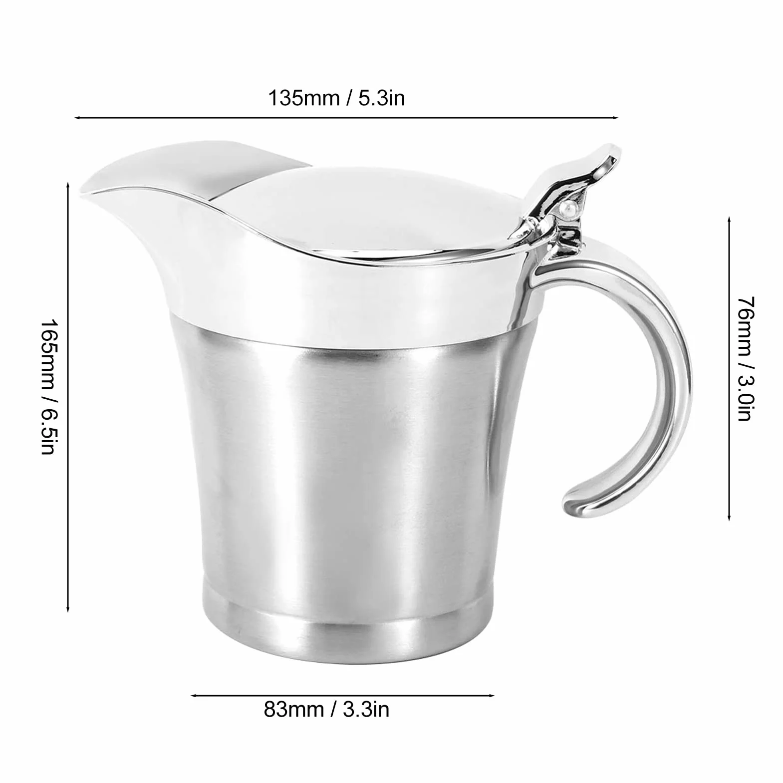 Sosjerka Ze Stali Nierdzewnej, 750ML Podwójnie Izolowana Sosjerka Ze Stali Nierdzewnej O Pojemności 750 Ml Z Pokrywką Na Zawiasach Do Domu I Kuchni