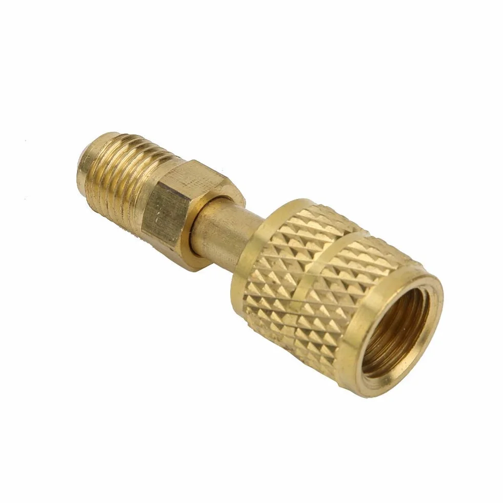 Nowy mosiężny adapter AC R410A do 1/4 "męskiego na 5/16" żeńskiego z wężem do napełniania rdzenia zaworu do pompy wysokiej jakości