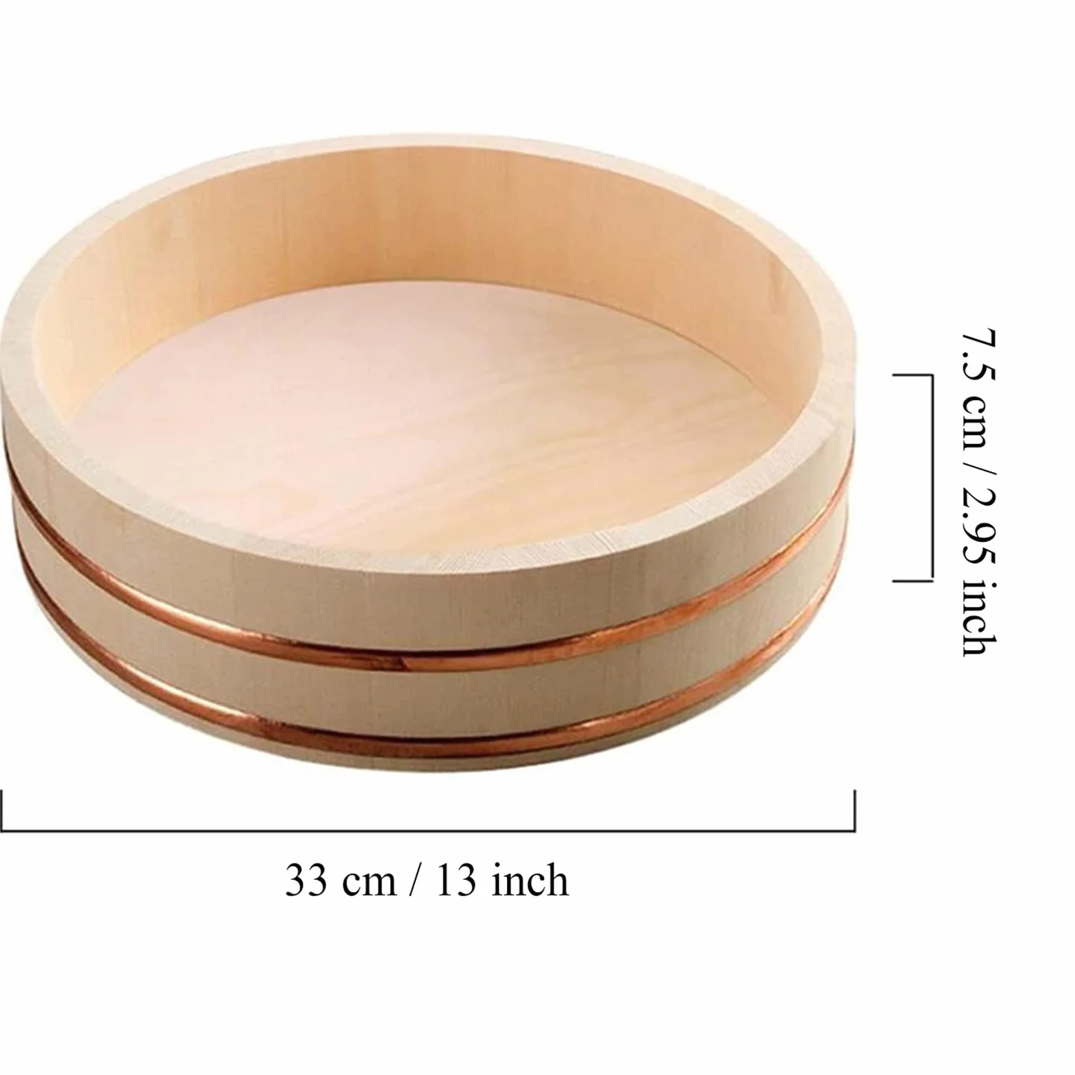 Drewniana wanna do mieszania ryżu Hangiri Oke, zestaw do robienia sushi z wałkiem do ryżu, japońska miska do sushi, 33 cm