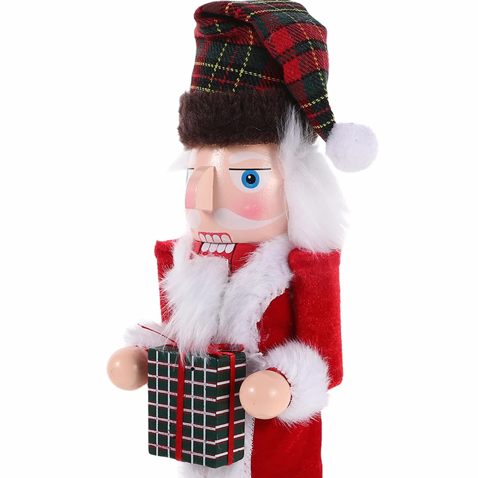 Toyvian Drewniana Figurka Dziadka Do Orzechów z Podstawką Ręcznie Malowany Żołnierz Nutcracker Dekoracja Świąteczna Stół i Półkę Trwały i Ornament Bożonarodzeniowy