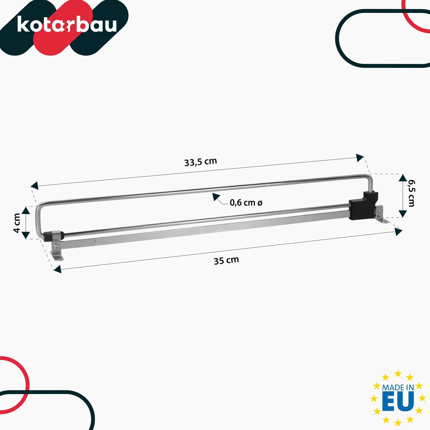 KOTARBAU Zestaw wysuwanych drążków na ubrania do szafy 350 mm