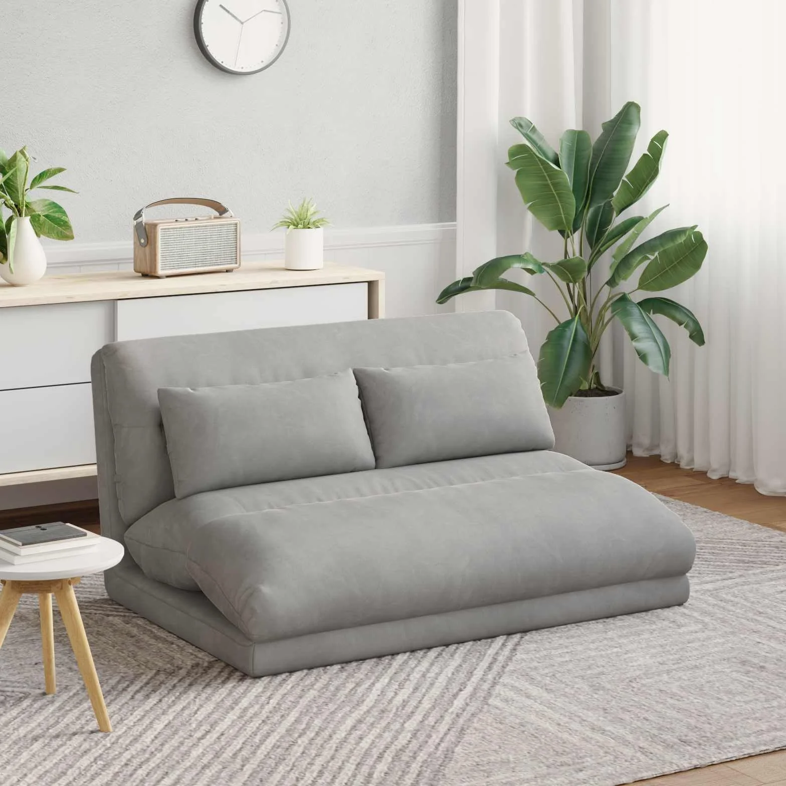 Regulowany fotel na nogi, jasnoszary, aksamitny, wielopozycyjne oparcie, tapicerowany fotel podłogowy do salonu, sypialni, pokoju dziecięcego, ergonomiczny