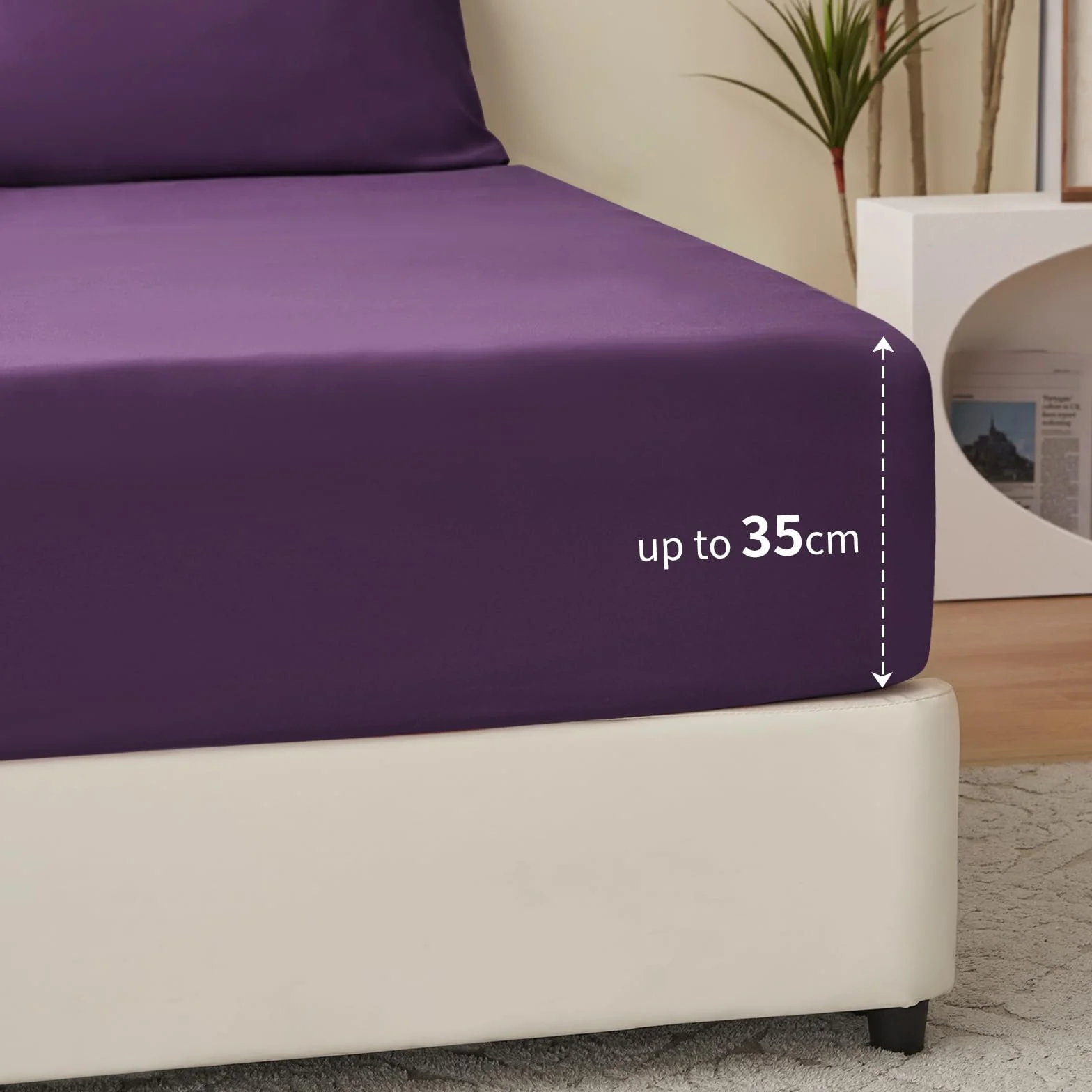 Prześcieradło z Gumką 160x200 Fioletowy Mikrofibra Oddychające