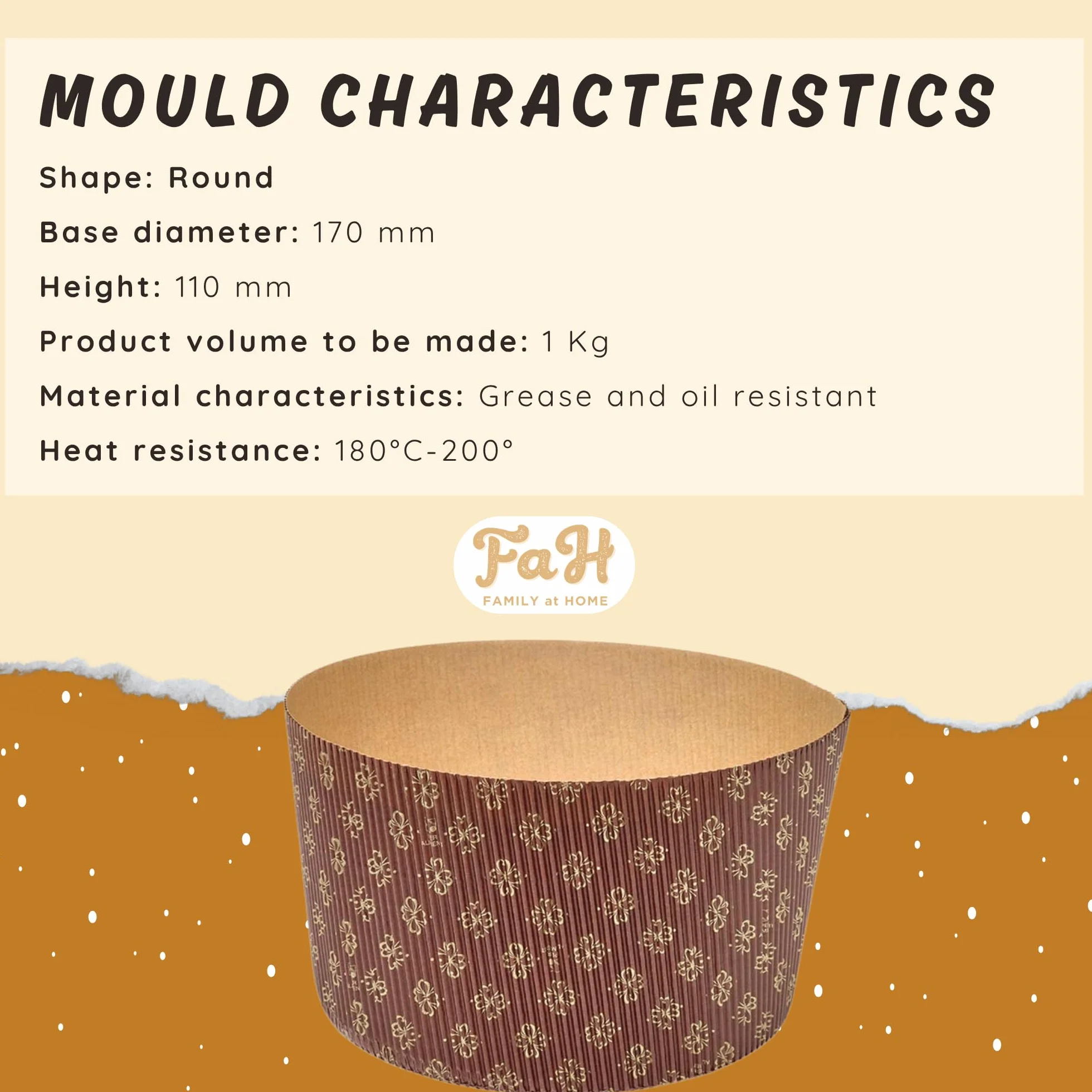 Foremki Panettone 1 kg (5 sztuk) papier falisty celuloza mikrofalowa do 220°C