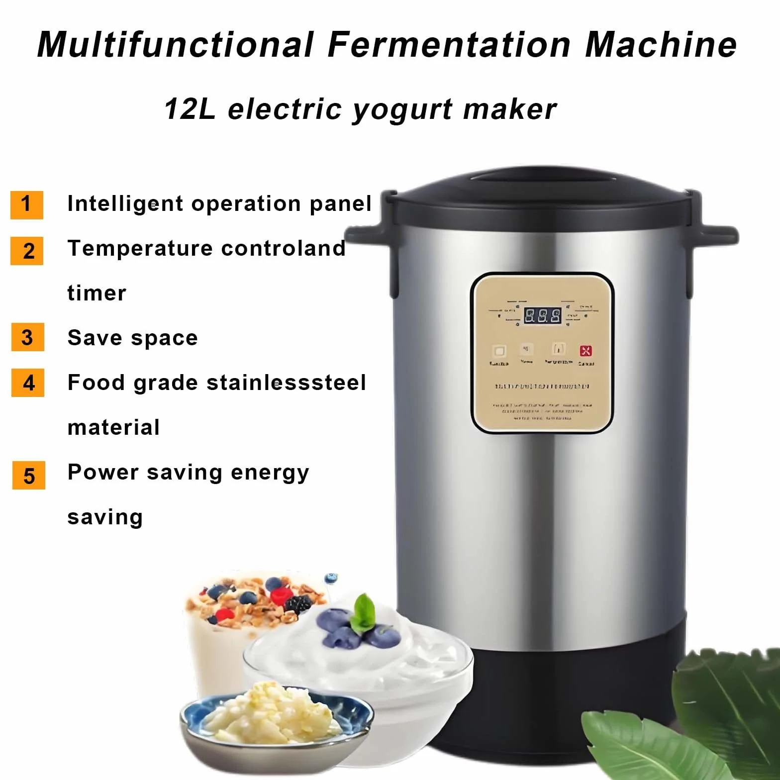 12-litrowa automatyczna komercyjna maszyna do fermentacji, regulowana temperatura i kontrola czasu, fermentacja ze stali nierdzewnej do jogurtu, jogurtu greckiego, chleba, natto, wina ryżowego