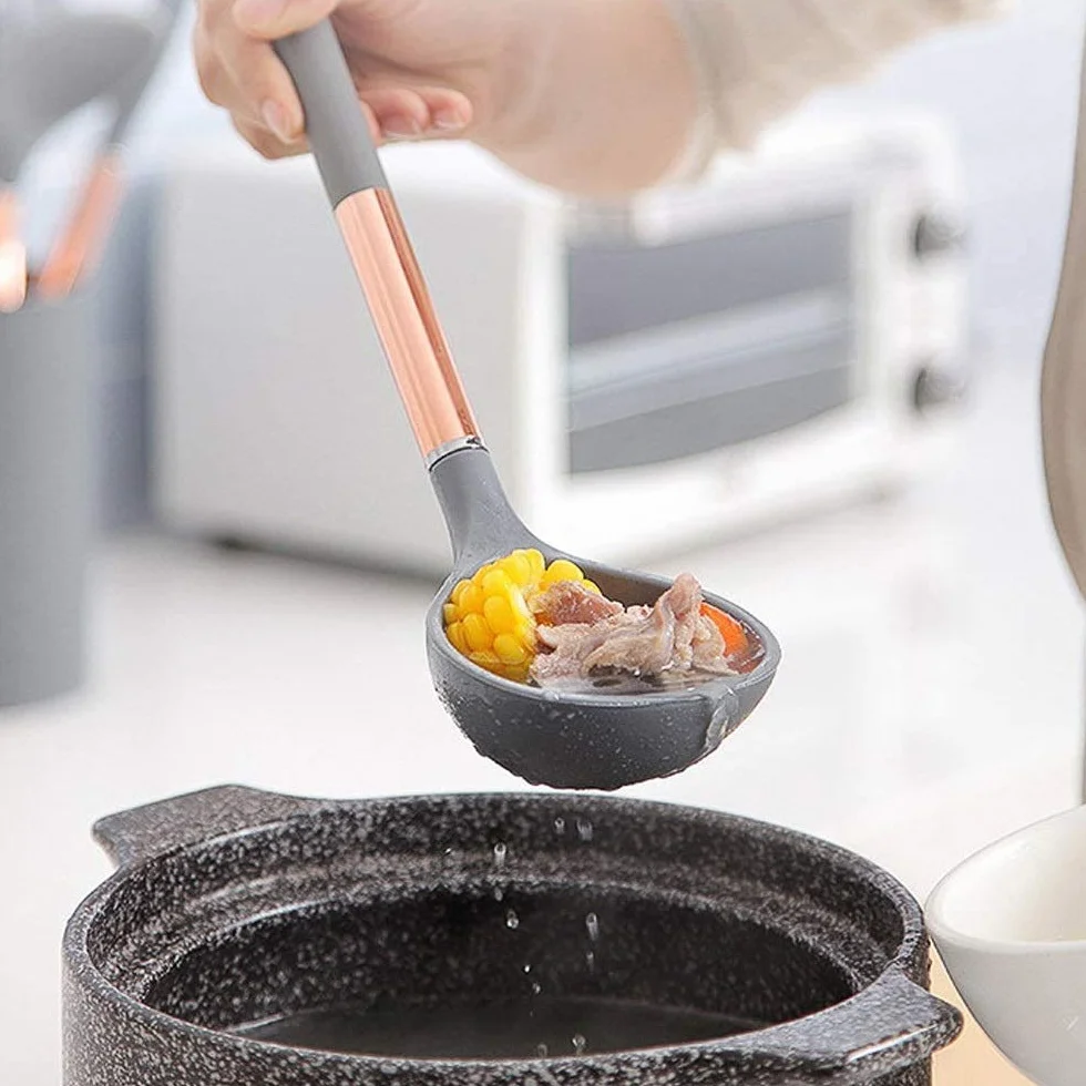 7 w 1 uchwyt silikonowy naczynia kuchenne naczynia z żelem krzemionkowym przybory kuchenne nieprzywierająca patelnia łopatka łyżka szpatułka zestaw narzędzi kuchennych