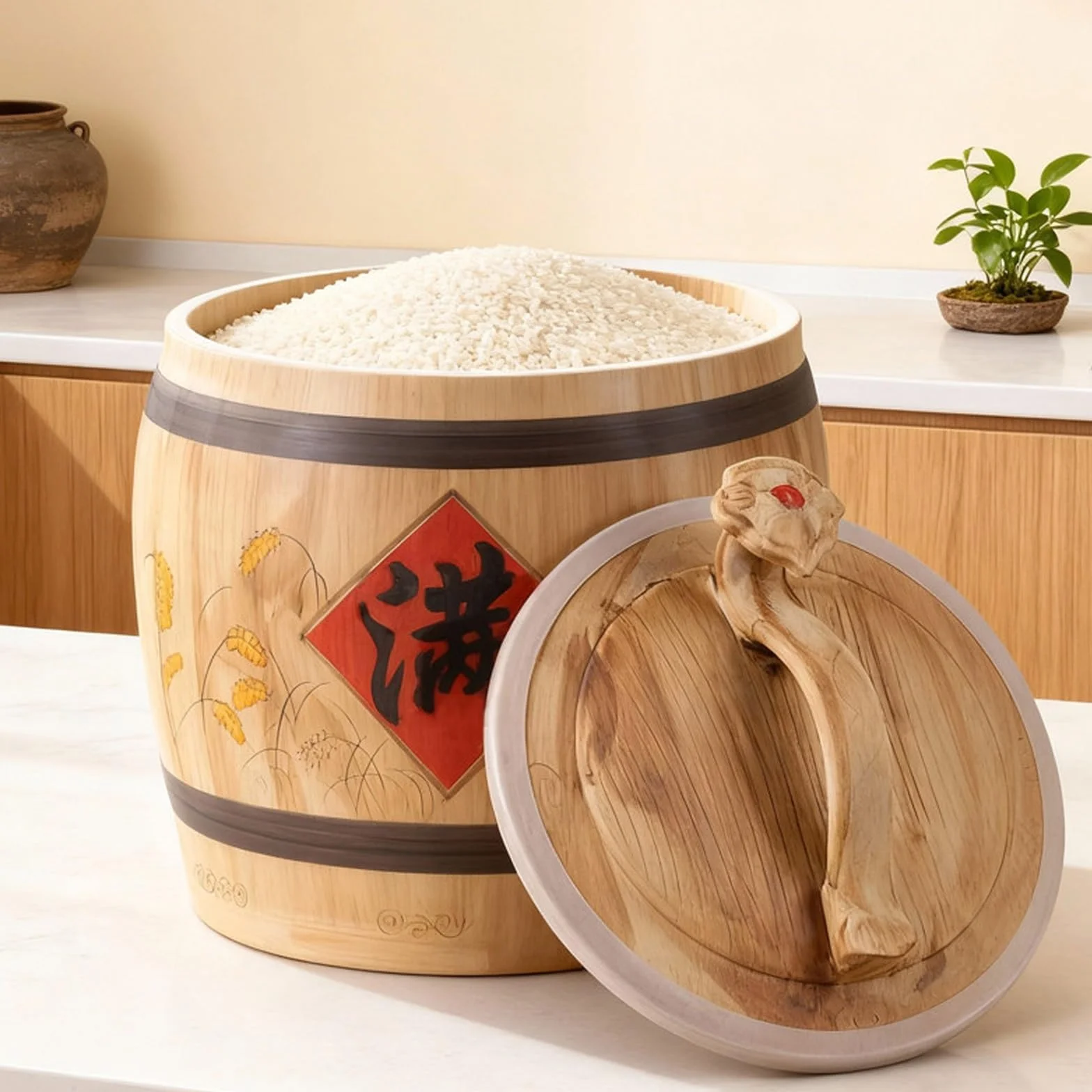 Ceramiczny słoik do przechowywania ryżu z pokrywką, szczelny pojemnik kuchenny na płatki śniadaniowe, mąkę, cukier, orzechy, przekąski, karmę dla zwierząt domowych, duża pojemność