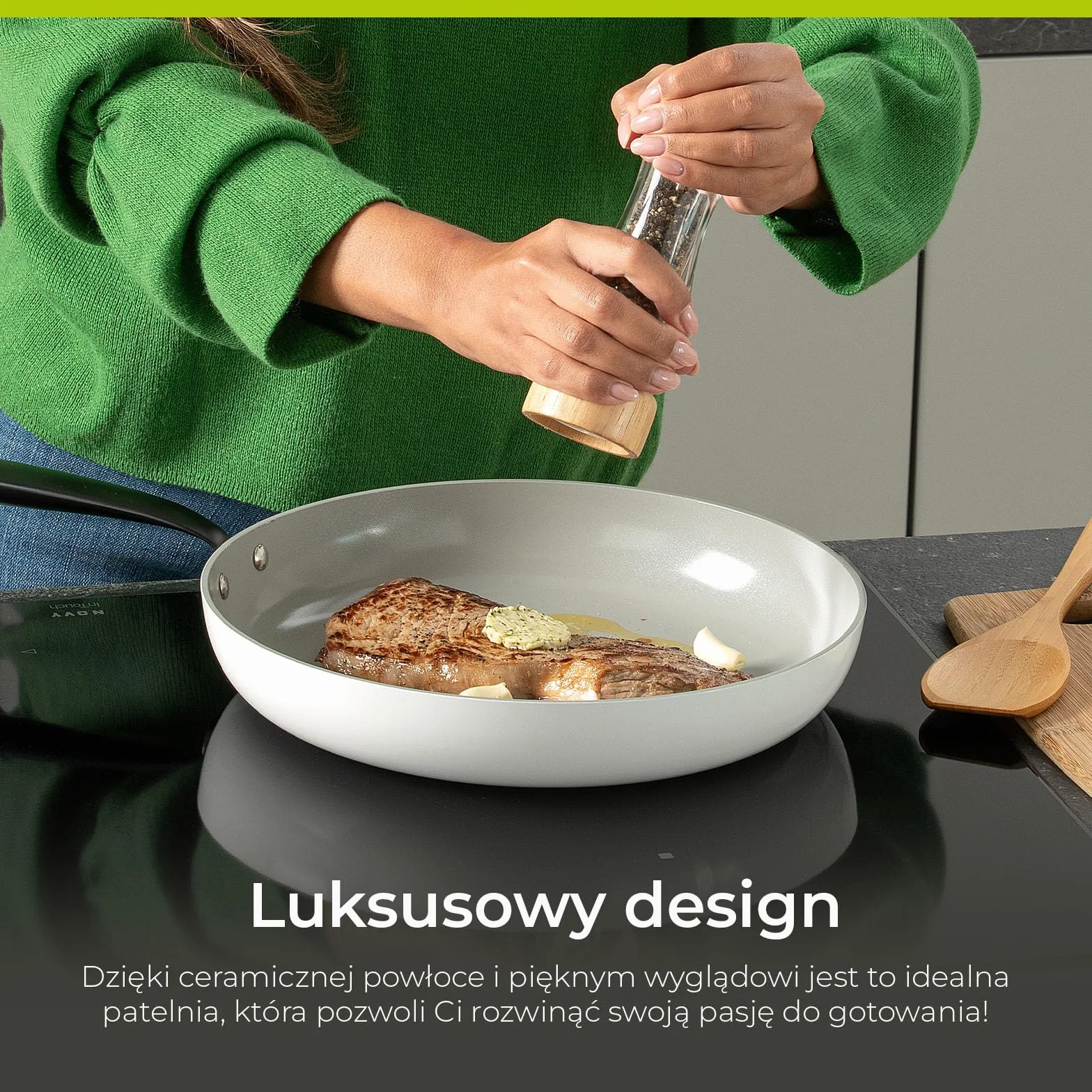 BE Living Essential 5-częściowy zestaw garnków, Ø 20, 24 i 28 cm patelnia do smażenia + Ø 30 cm patelnia do gotowania + Ø 28 cm, zestaw patelni, ceramiczne, bez PFAS, indukcja, biały