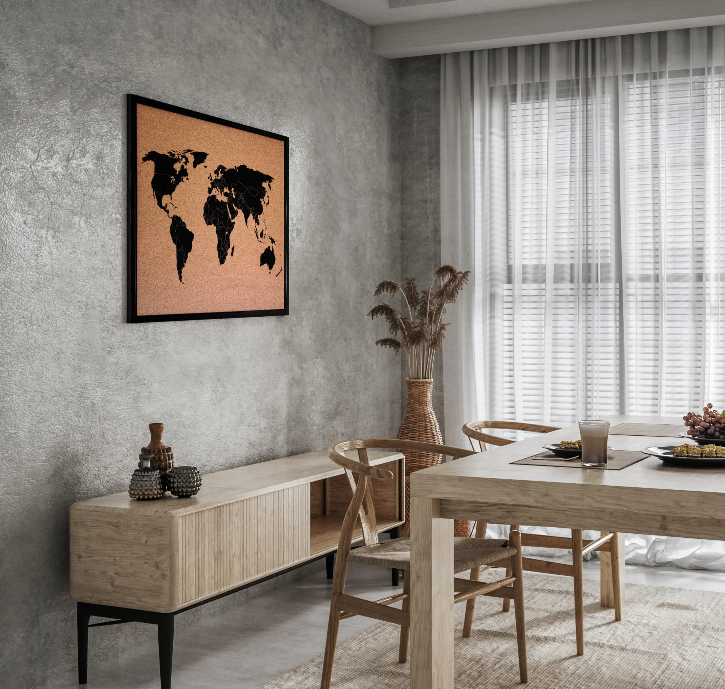 Tablica do przypinania mapy świata, 50 x 70 cm, tablica korkowa z czarną mapą kontynentalną, piękna klasyczna ramka