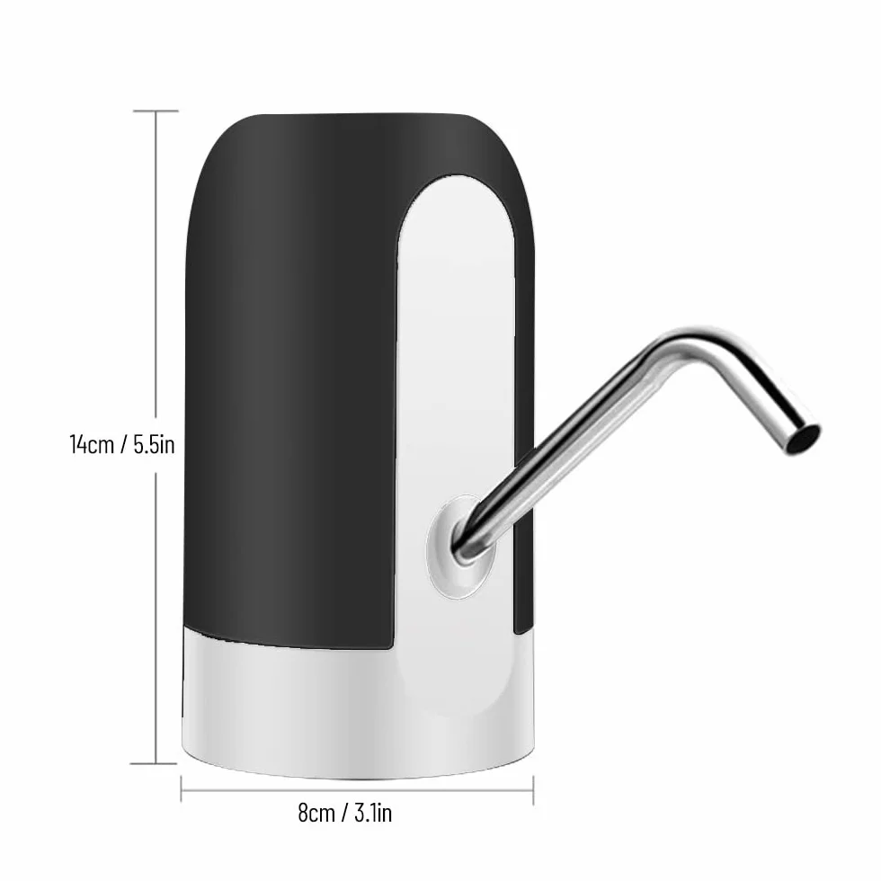 Tidyard Pompa do butelek na wodę, dystrybutor wody, wielokrotnego ładowania, uniwersalna, bezgłośna pompa do butelek z wodą z przełącznikiem i kablem USB, do domowego biura (czarna)