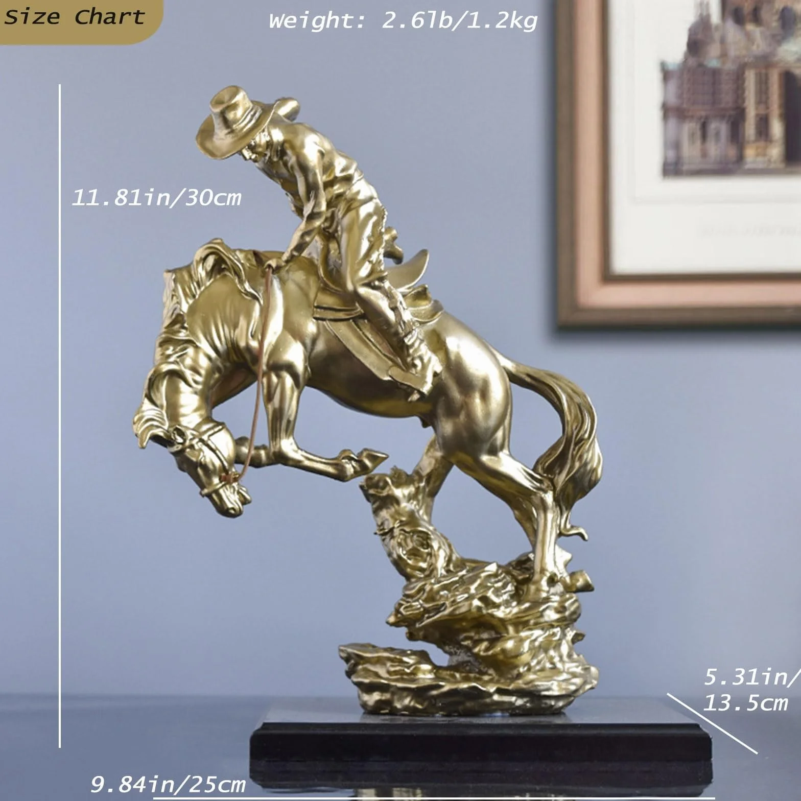 Dekoracja biurka Artystyczna Statua - Rzeźba Ornament - Zachodni Kowboj Jeżdżący Konia Statua Rycerza Wojownika Figurka Kolekcja Żywicy Bucking Bronco Statua, Figurka artystyczna Prezenty