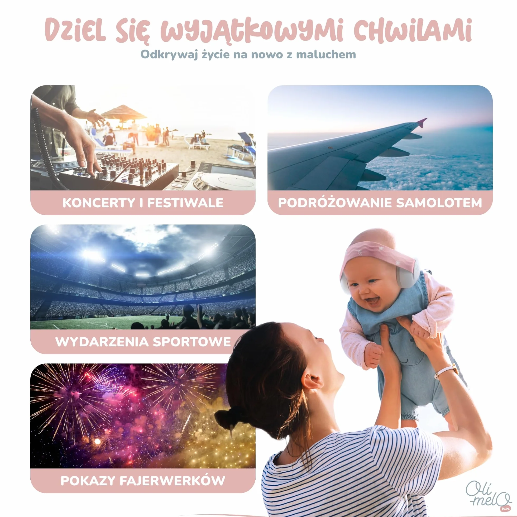 Ochronne Nauszniki dla Niemowląt: Słuchawki Wyciszające do 34 dB, Certyfikowane przez CE – Regulowany, Antypoślizgowy Pałąk – Ochrona Uszu dla Niemowląt i Noworodków do 36 Miesięcy