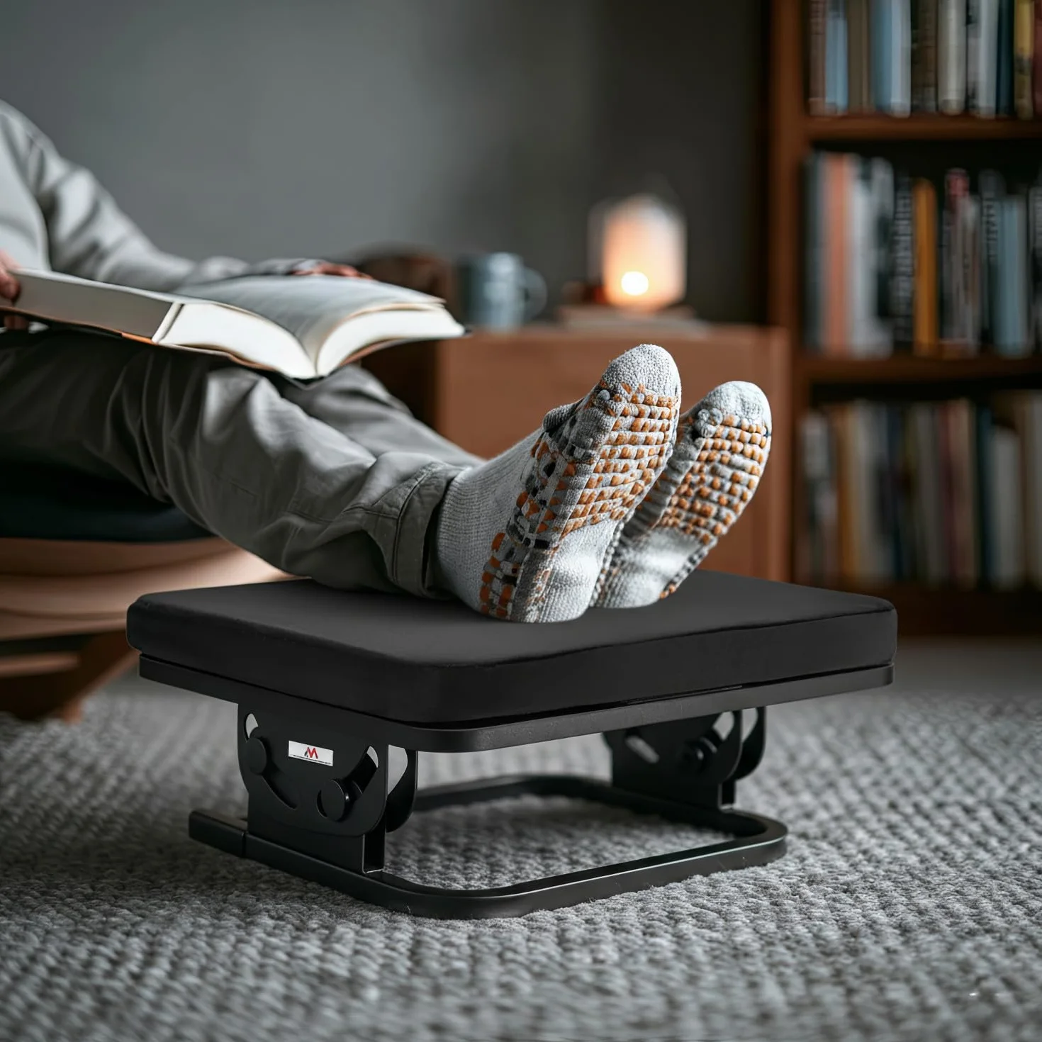 Maclean MC-460 Podnóżek Ergonomiczny, Podstawka pod Nogi, Płynnie Regulowany Kąt Nachylenia, Zdejmowalna Poduszka