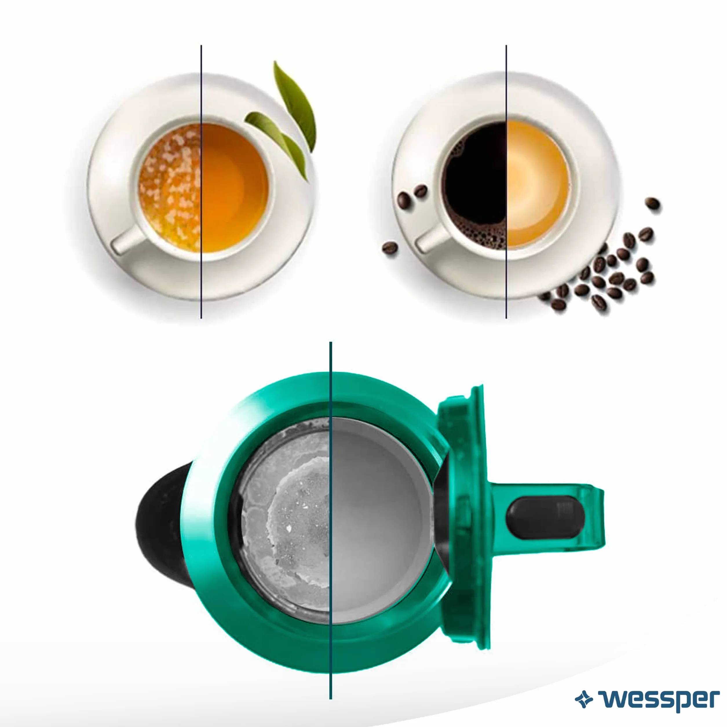 Wessper AQUAINTENSE+ filtr do wody do ekspresów do kawy, zamiennik do Saeco CA6702/00, Brita Intenza+, Philips, pasuje do ekspresów do espresso 6 sztuk